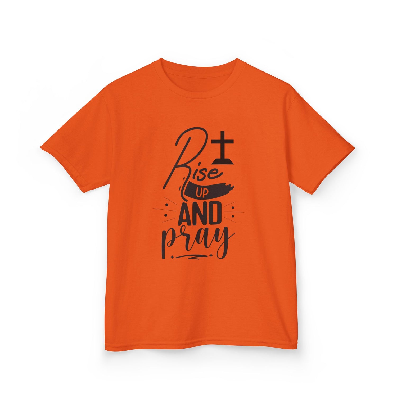 Kids Tee — "Rise Up and Pray" Christian Prayer Shirt with BGSM Back Logo