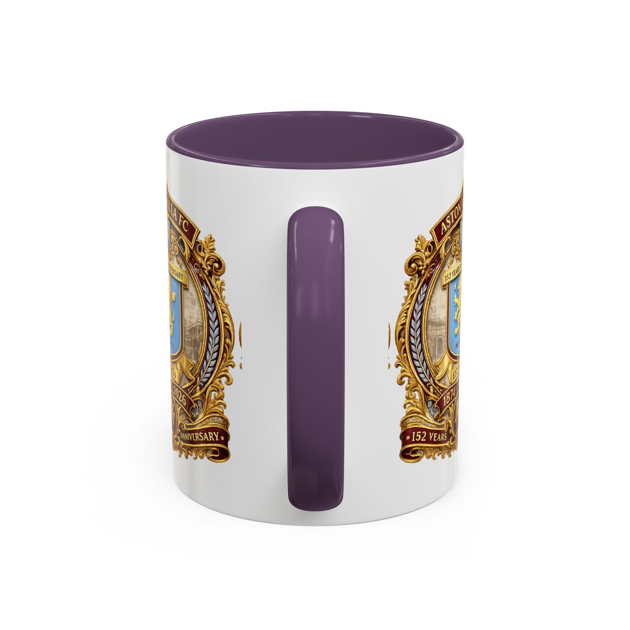 Aston Villa Crest Coffee Mug – 1874–2026 Anniversary Accent Mug (11/15 oz)