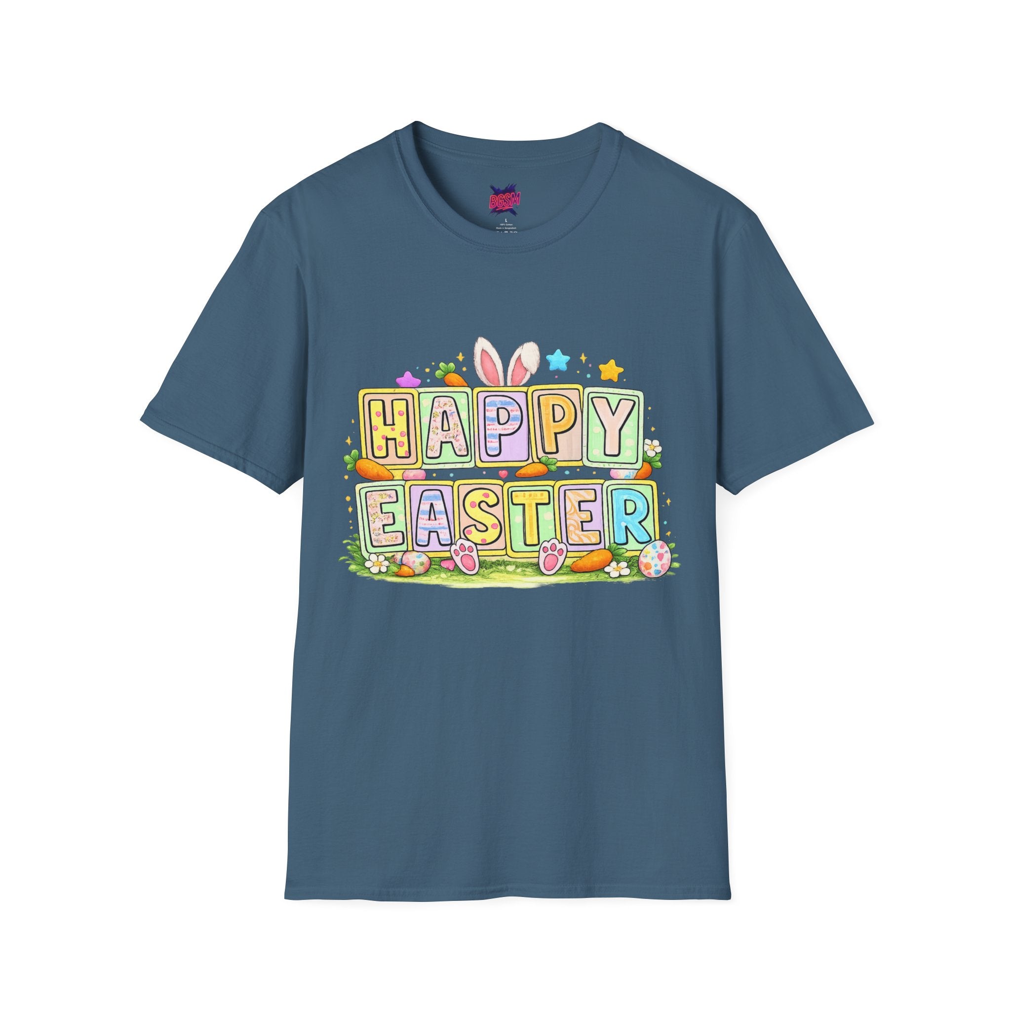 BGSM Happy Easter T-Shirt — Pastel Bunny & Eggs Holiday Tee