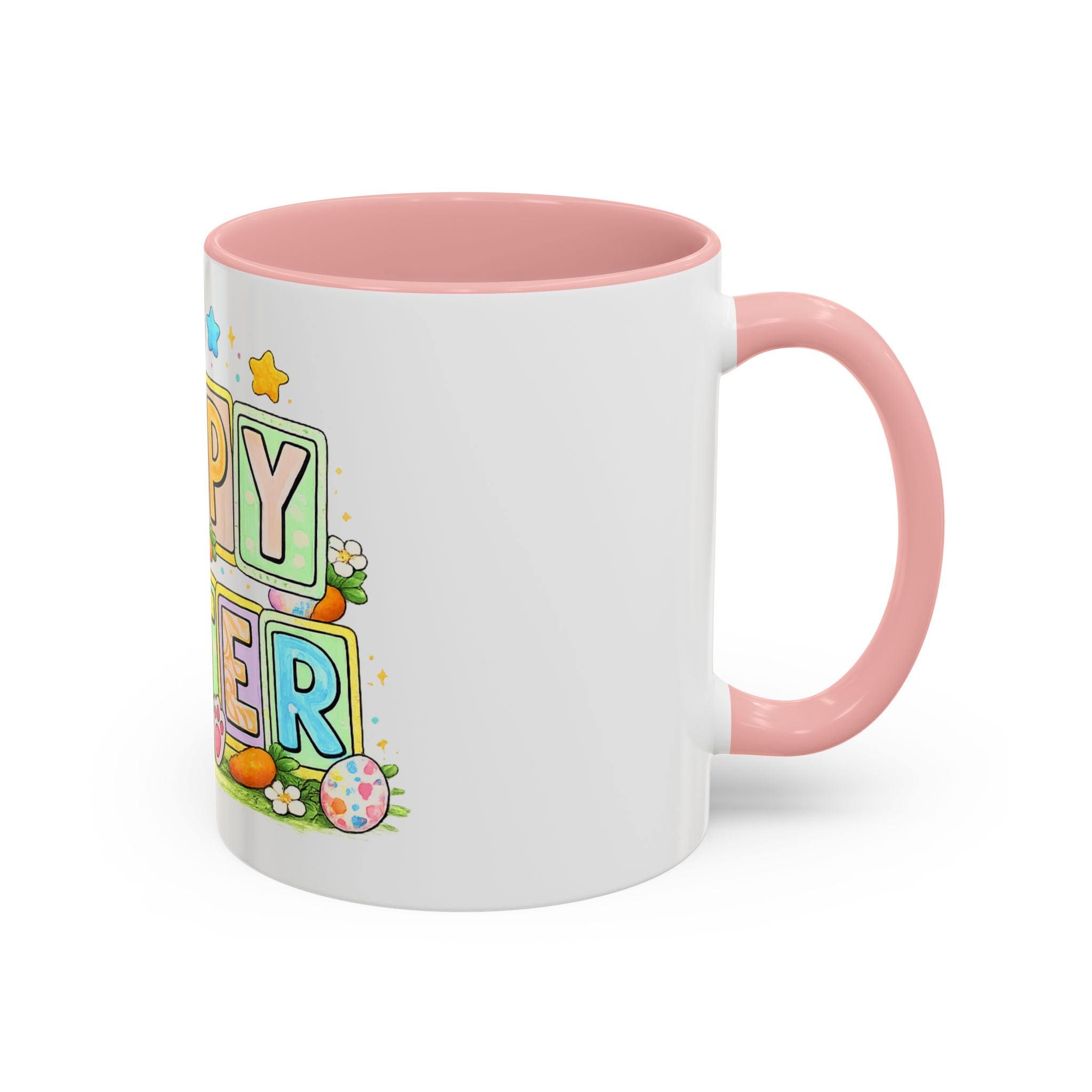 Happy Easter Accent Coffee Mug – Festive Bunny & Egg Holiday Coffee Cup