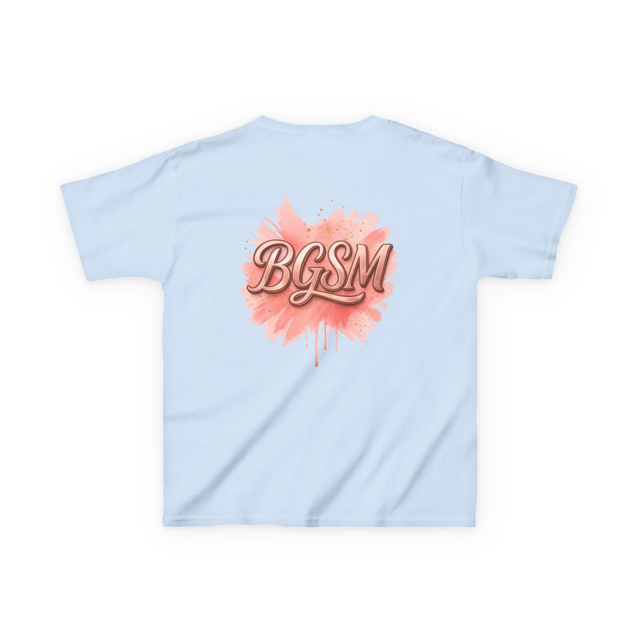 BGSM Kids T-Shirt - "Happy Easter" Colorful Block Letters Tee (Back BGSM Watercolor Accent)
