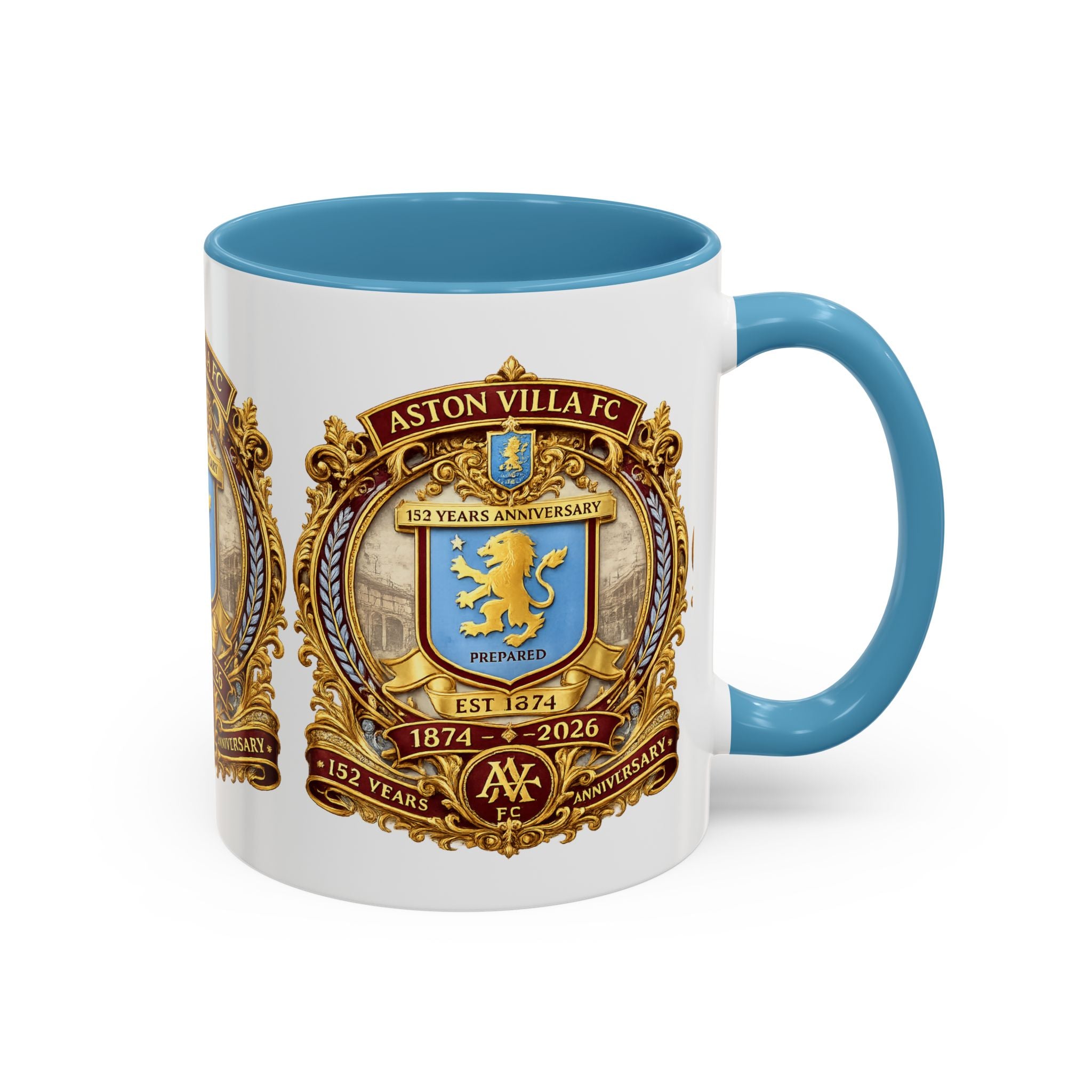 Aston Villa Crest Coffee Mug – 1874–2026 Anniversary Accent Mug (11/15 oz)