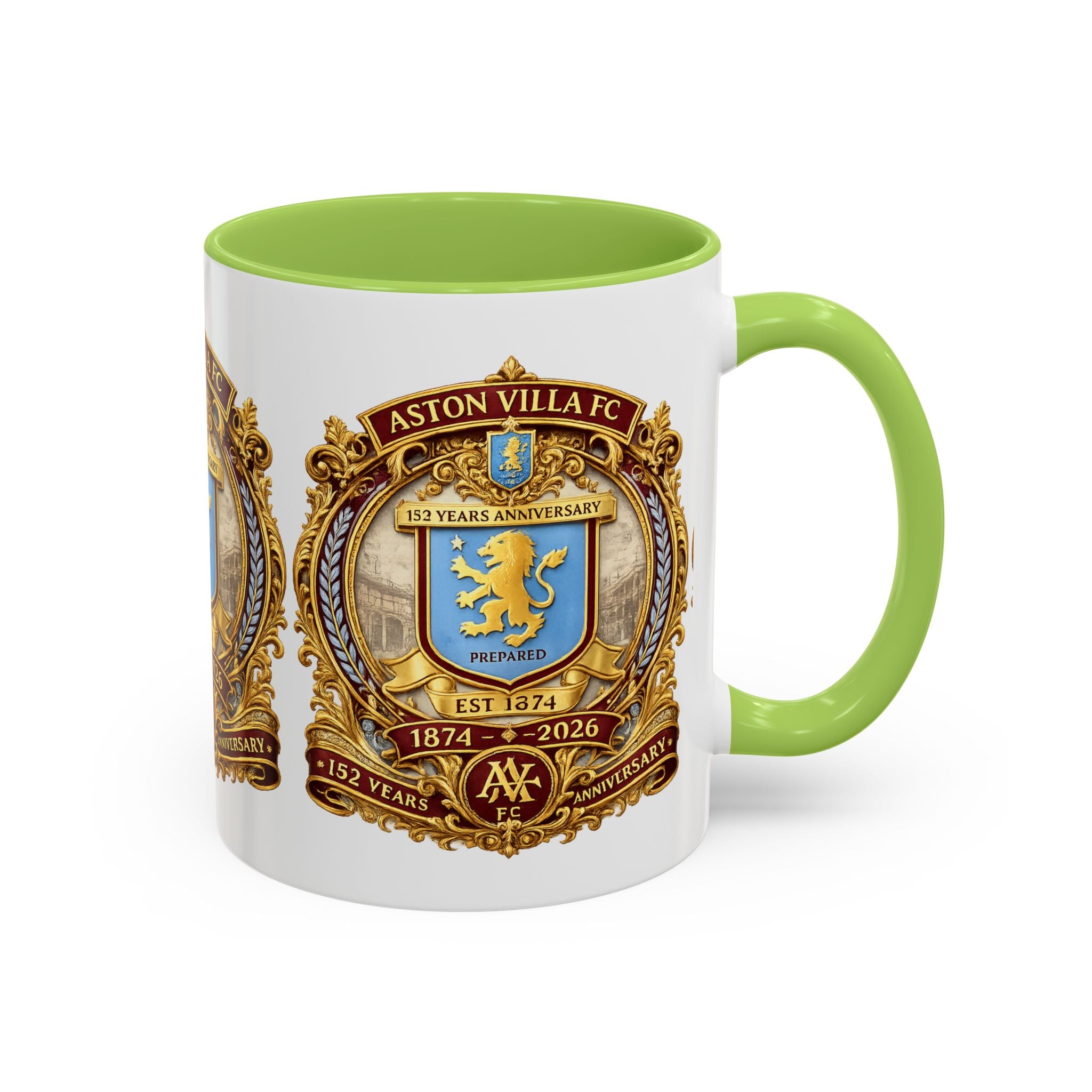 Aston Villa Crest Coffee Mug – 1874–2026 Anniversary Accent Mug (11/15 oz)