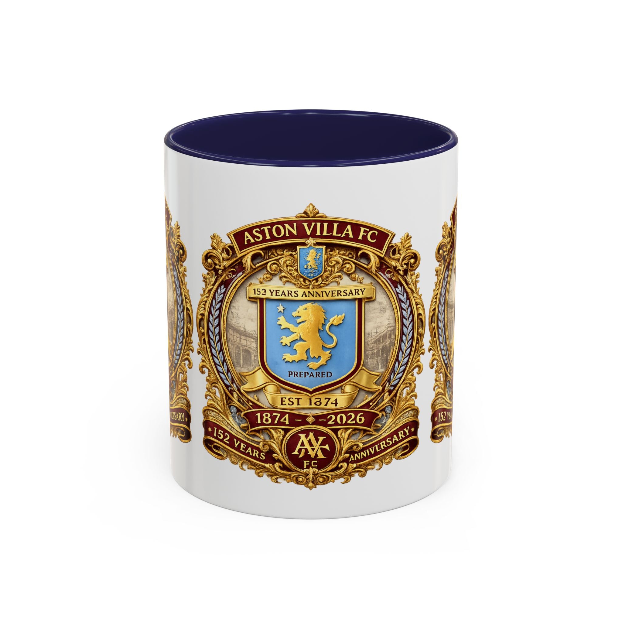 Aston Villa Crest Coffee Mug – 1874–2026 Anniversary Accent Mug (11/15 oz)