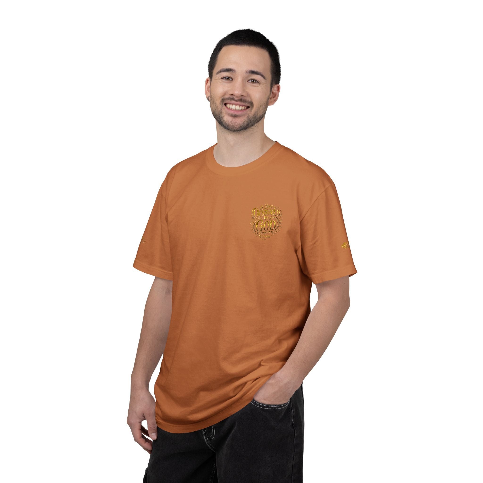 Autumn Fox Pocket T-Shirt — Rust Garment-Dyed Tee with Pocket Fox Design