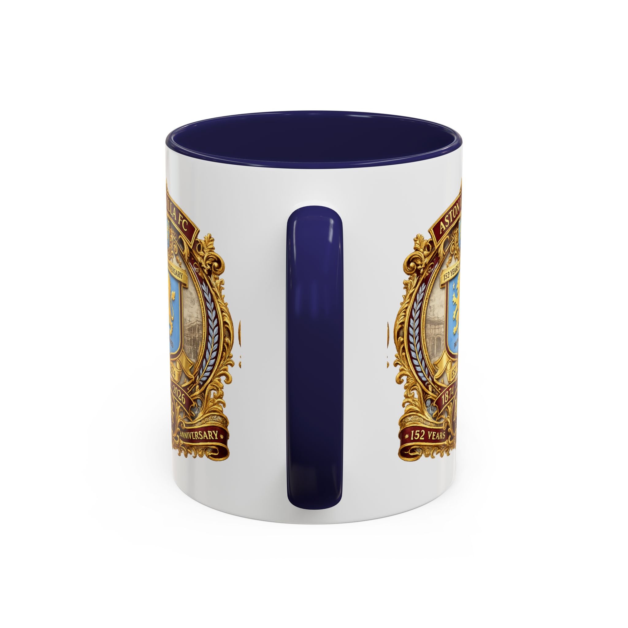 Aston Villa Crest Coffee Mug – 1874–2026 Anniversary Accent Mug (11/15 oz)
