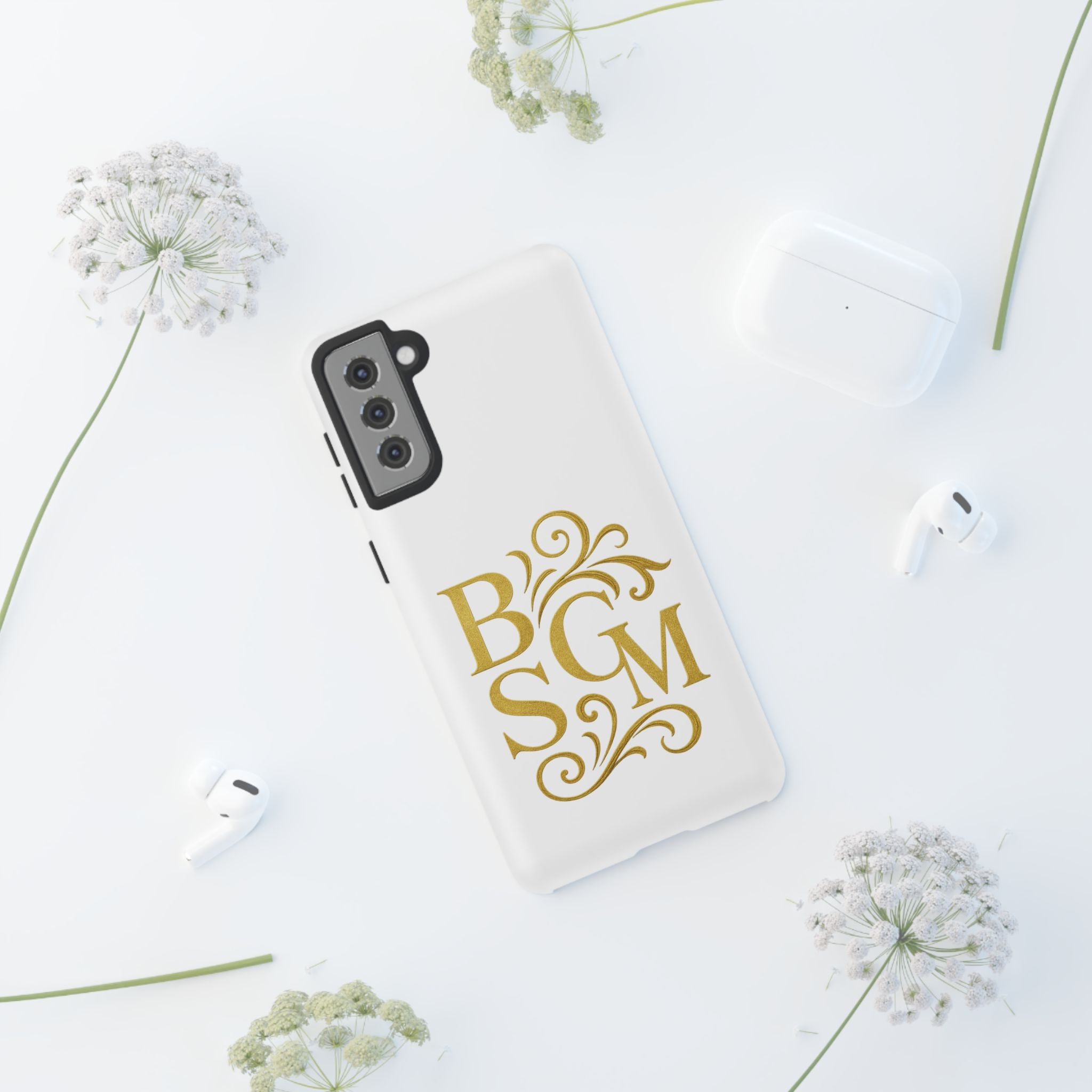 Monogram Tough Case – Elegant Gold B S G M Flourish Phone Case