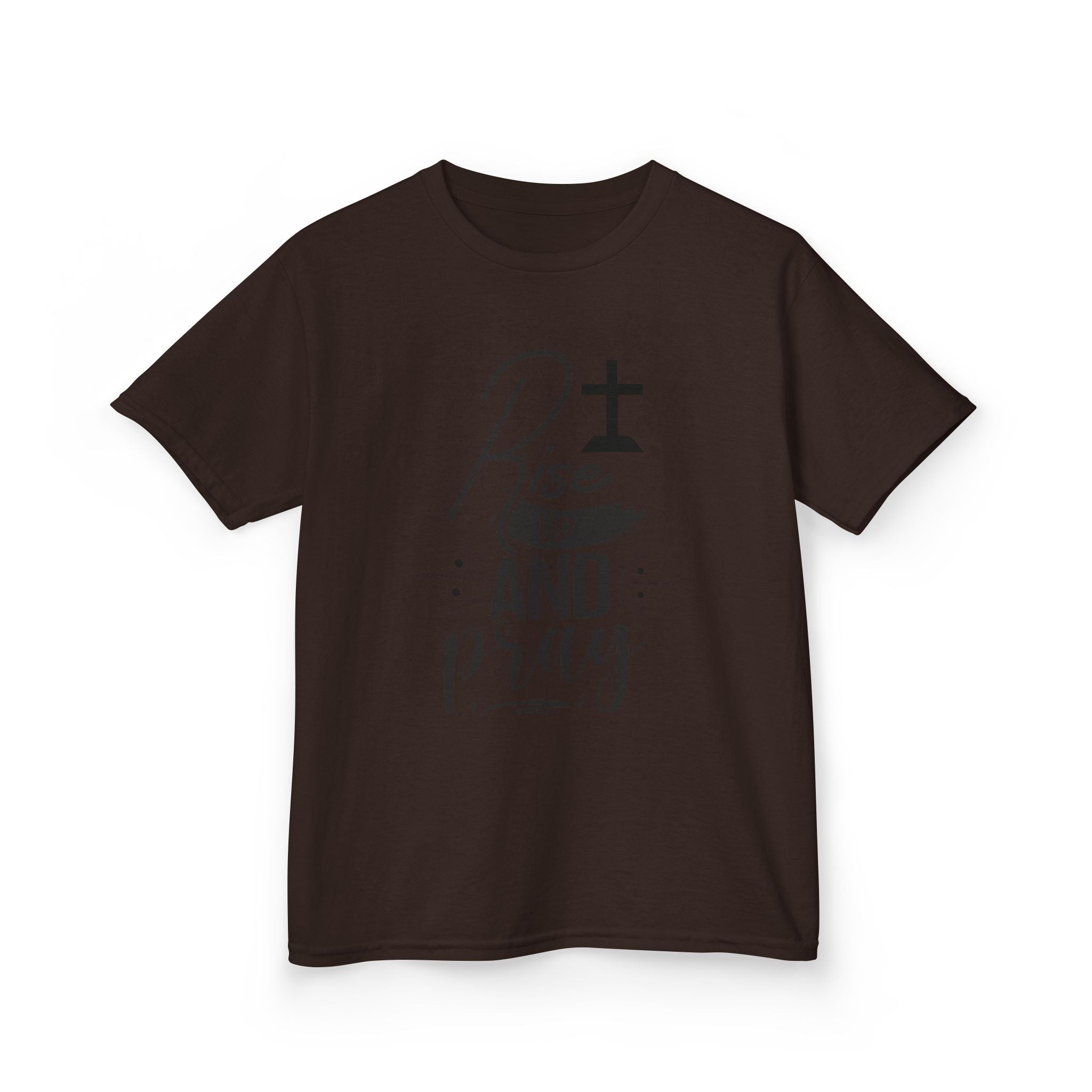 Kids Tee — "Rise Up and Pray" Christian Prayer Shirt with BGSM Back Logo