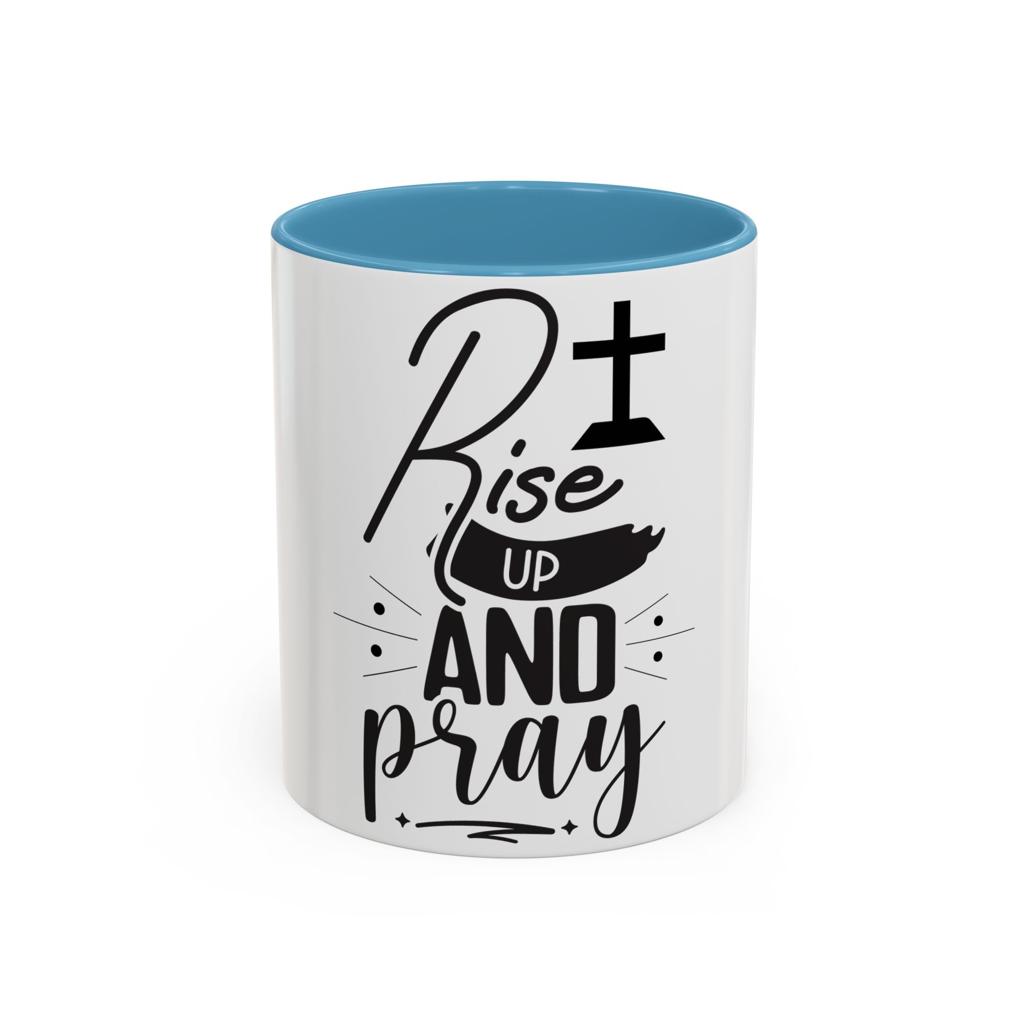 Rise Up and Pray Accent Coffee Mug – Inspirational Christian Coffee Cup