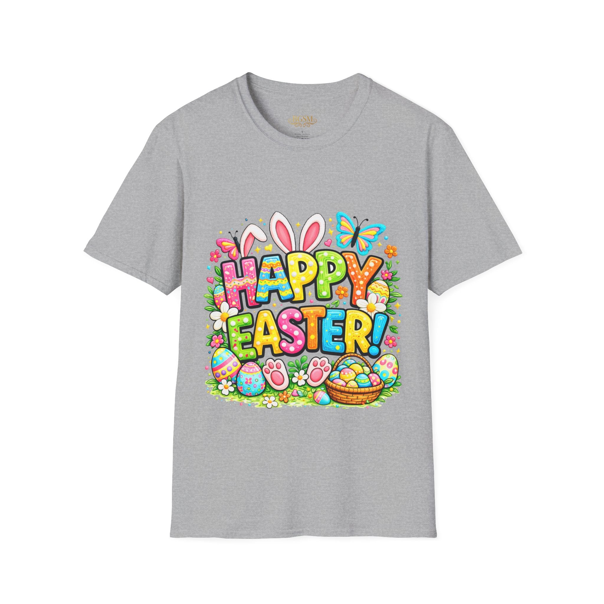 BGSM Easter Bunny Graphic T-Shirt — "Happy Easter" Colorful Holiday Tee