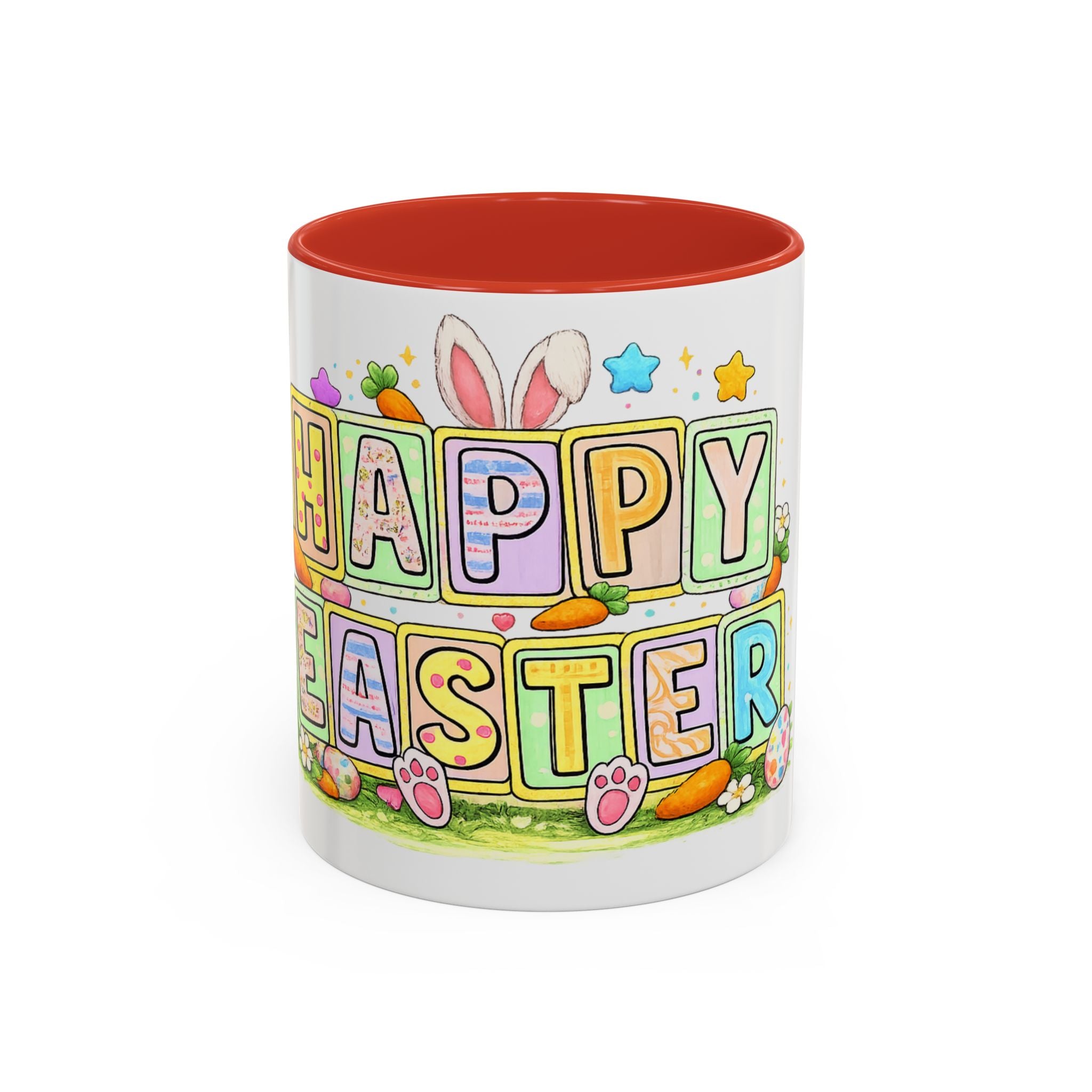 Happy Easter Accent Coffee Mug – Festive Bunny & Egg Holiday Coffee Cup