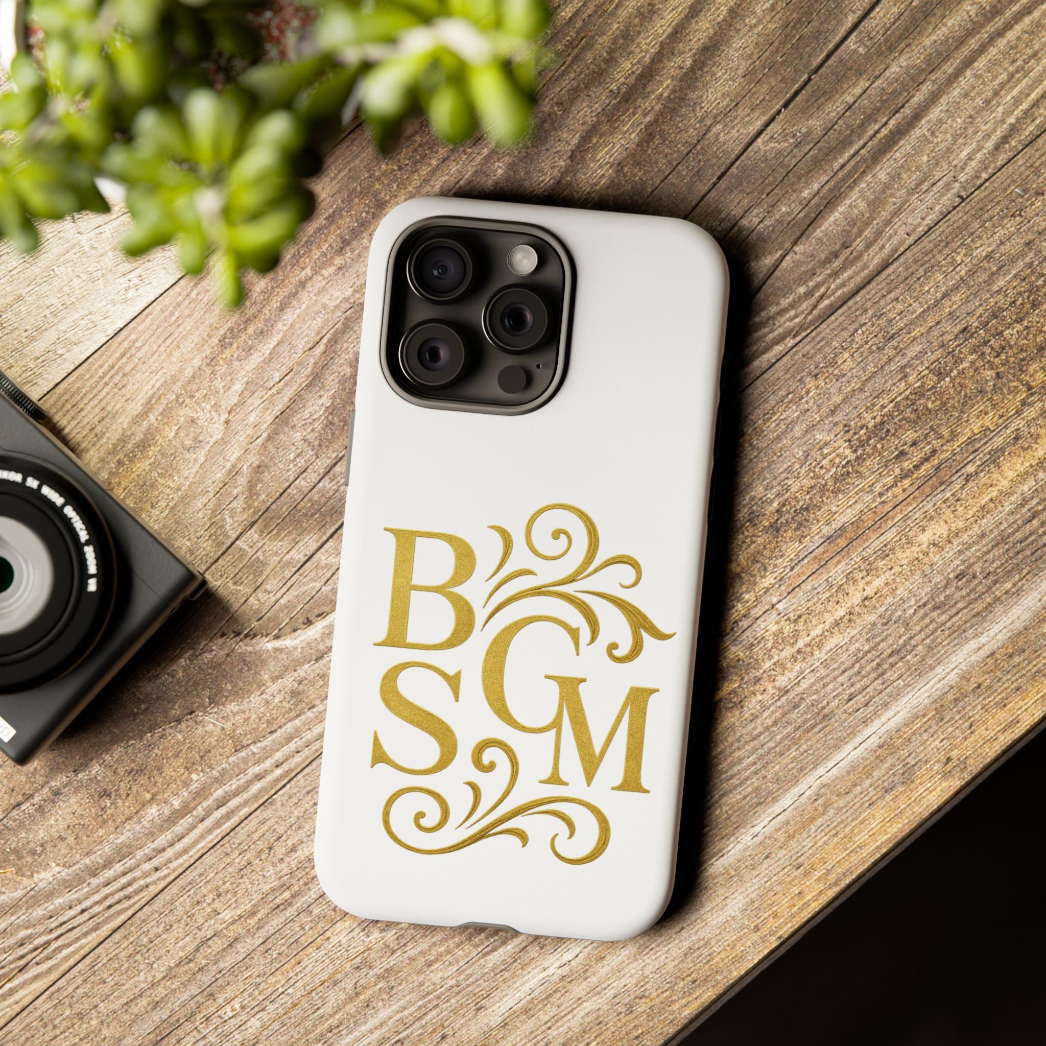 Monogram Tough Case – Elegant Gold B S G M Flourish Phone Case