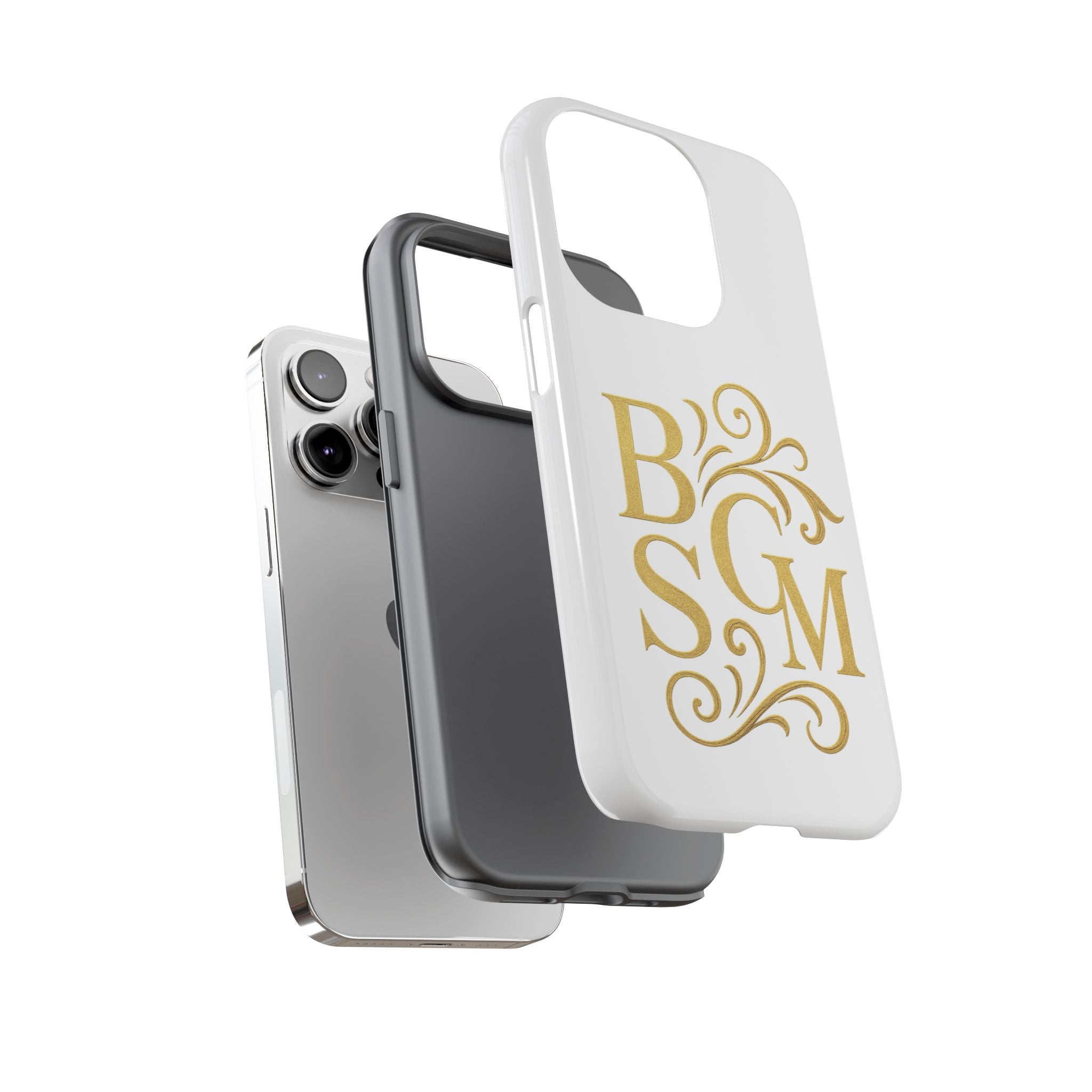Monogram Tough Case – Elegant Gold B S G M Flourish Phone Case