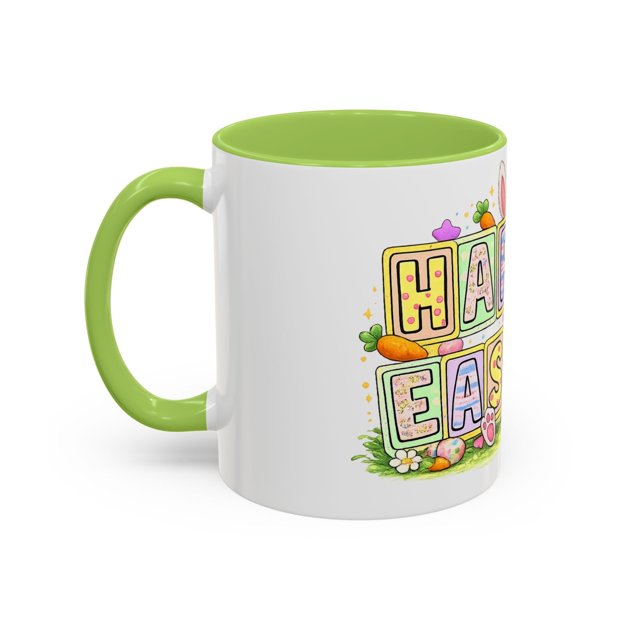 Happy Easter Accent Coffee Mug – Festive Bunny & Egg Holiday Coffee Cup