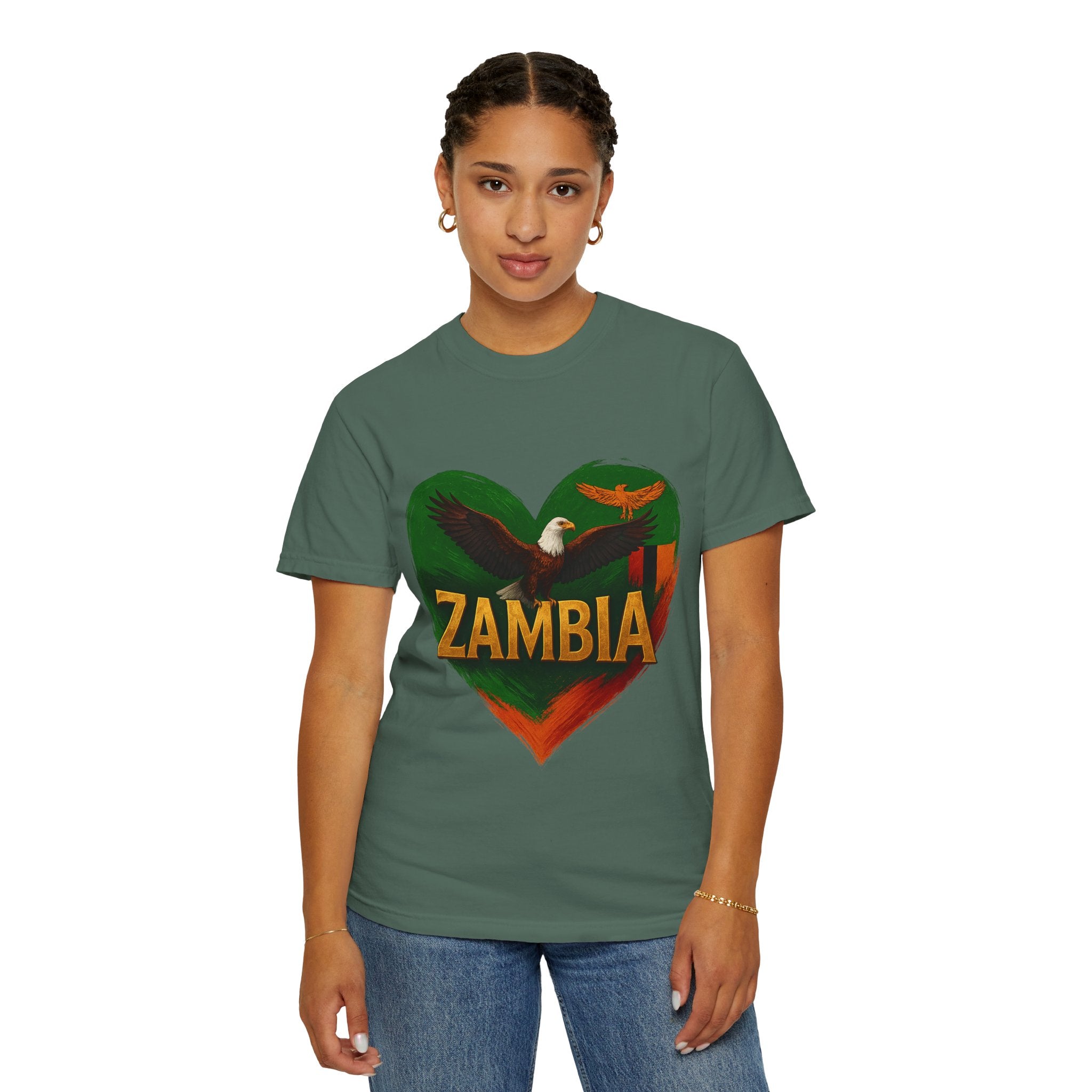 BGSM Zambia Heart Eagle T-Shirt — Patriotic Zambia Graphic Tee
