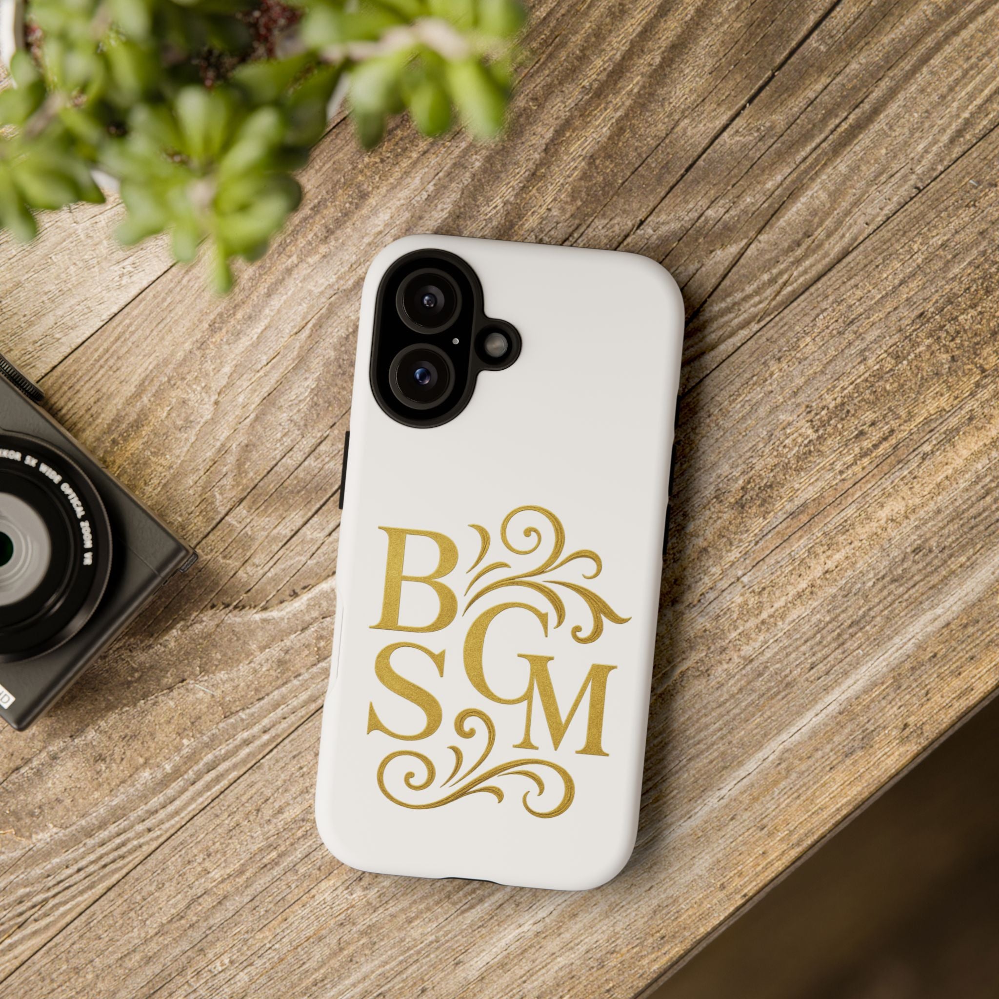 Monogram Tough Case – Elegant Gold B S G M Flourish Phone Case