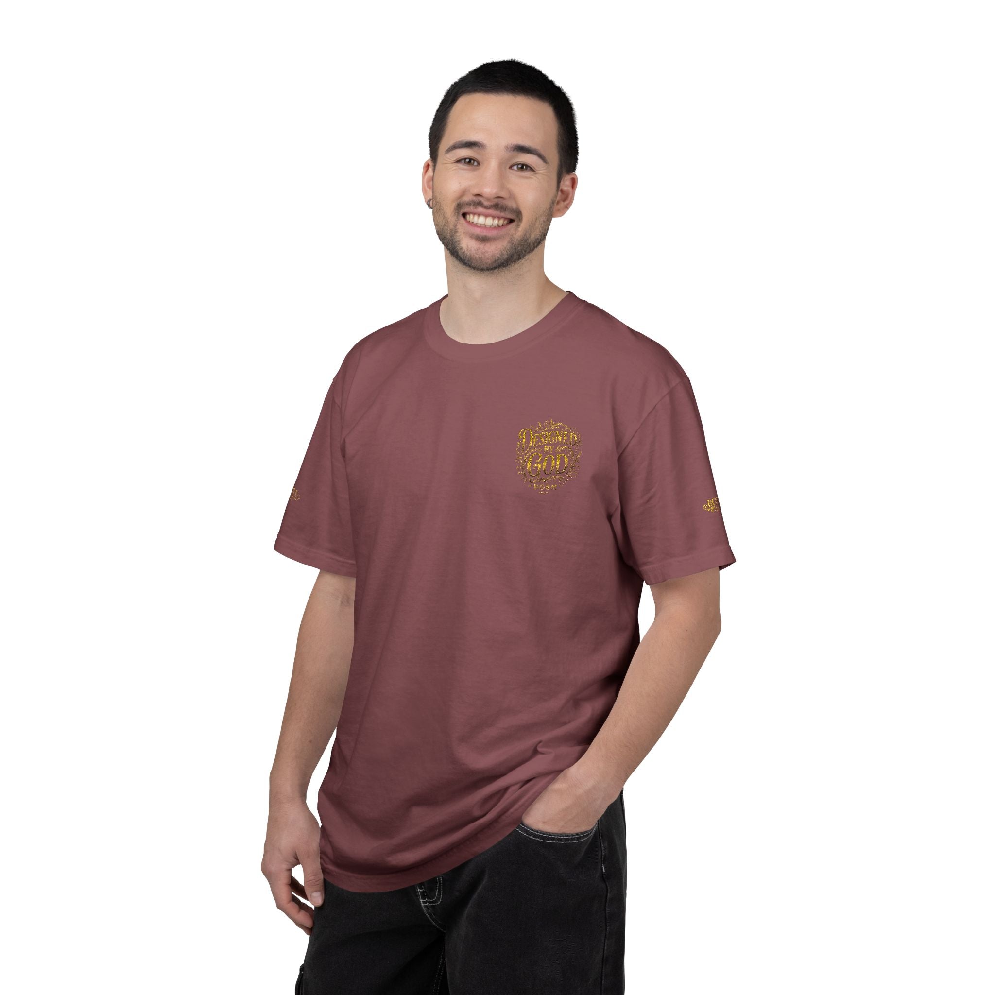 Autumn Fox Pocket T-Shirt — Rust Garment-Dyed Tee with Pocket Fox Design