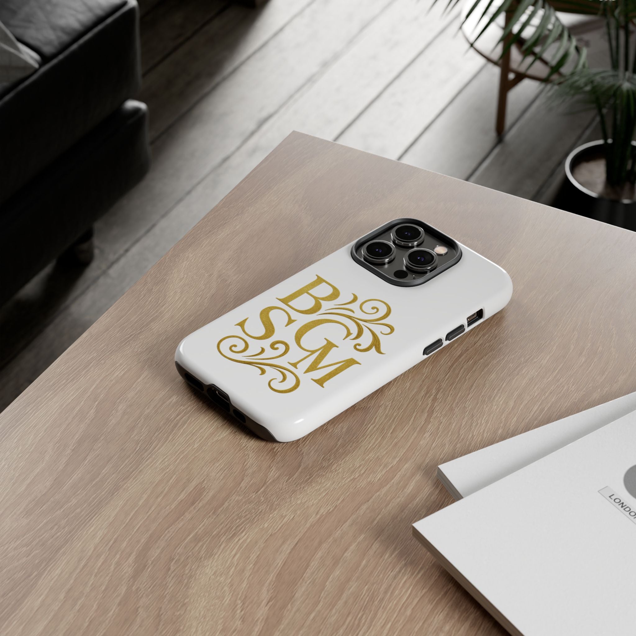Monogram Tough Case – Elegant Gold B S G M Flourish Phone Case