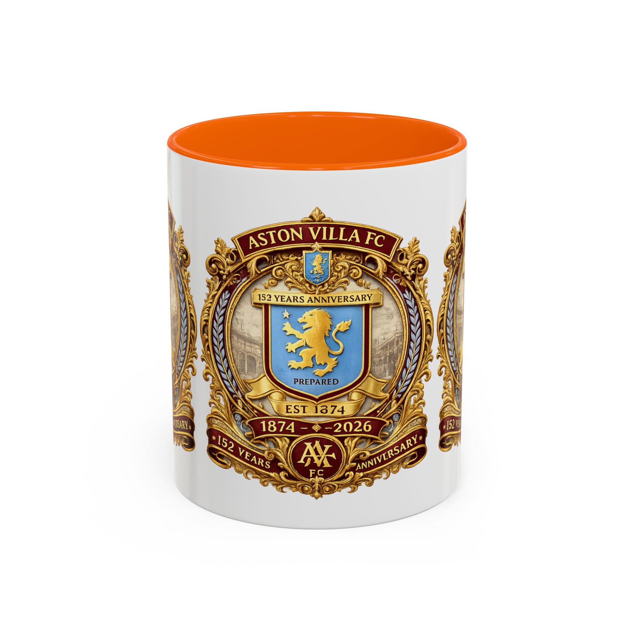 Aston Villa Crest Coffee Mug – 1874–2026 Anniversary Accent Mug (11/15 oz)