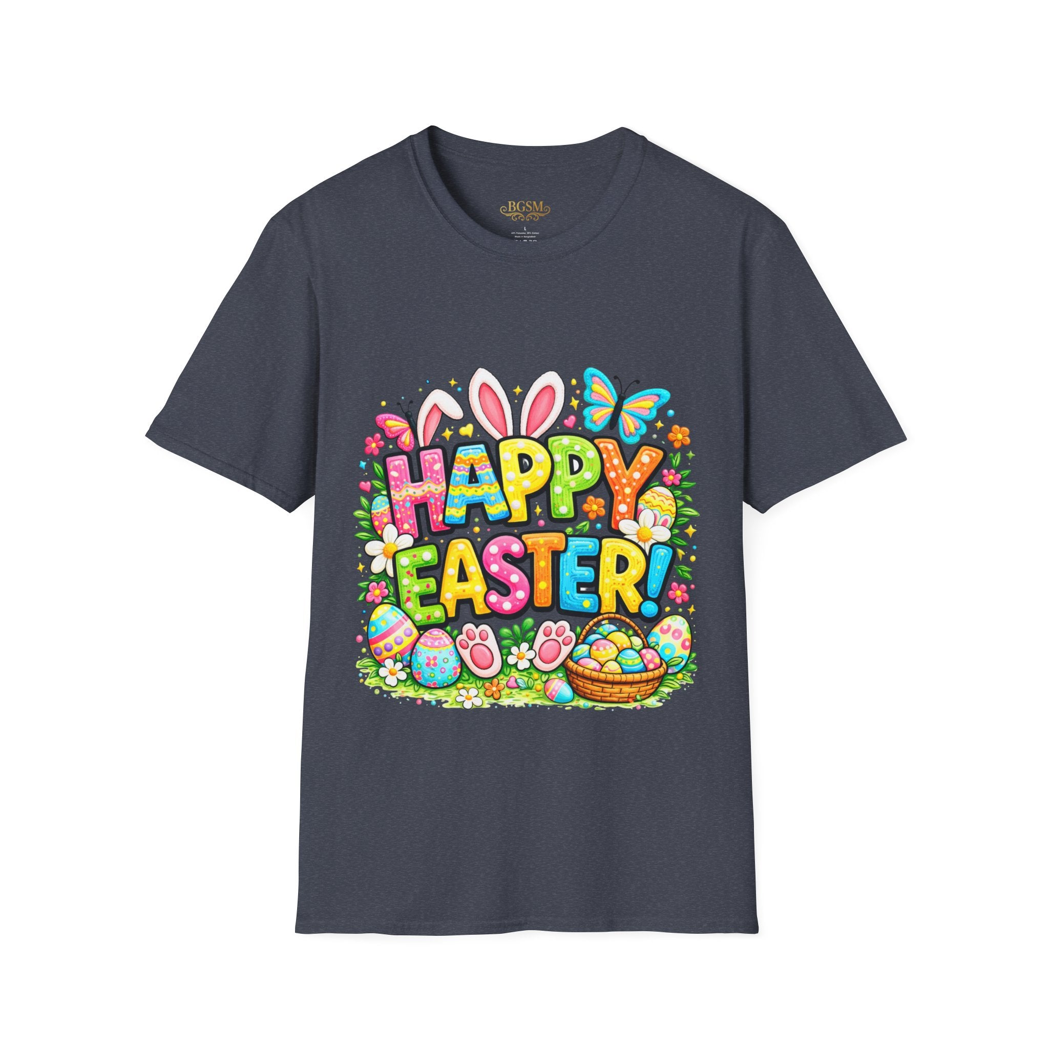 BGSM Easter Bunny Graphic T-Shirt — "Happy Easter" Colorful Holiday Tee