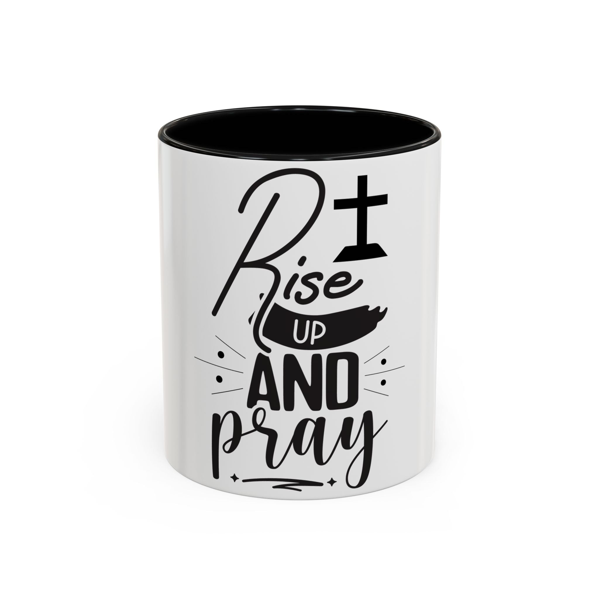 Rise Up and Pray Accent Coffee Mug – Inspirational Christian Coffee Cup