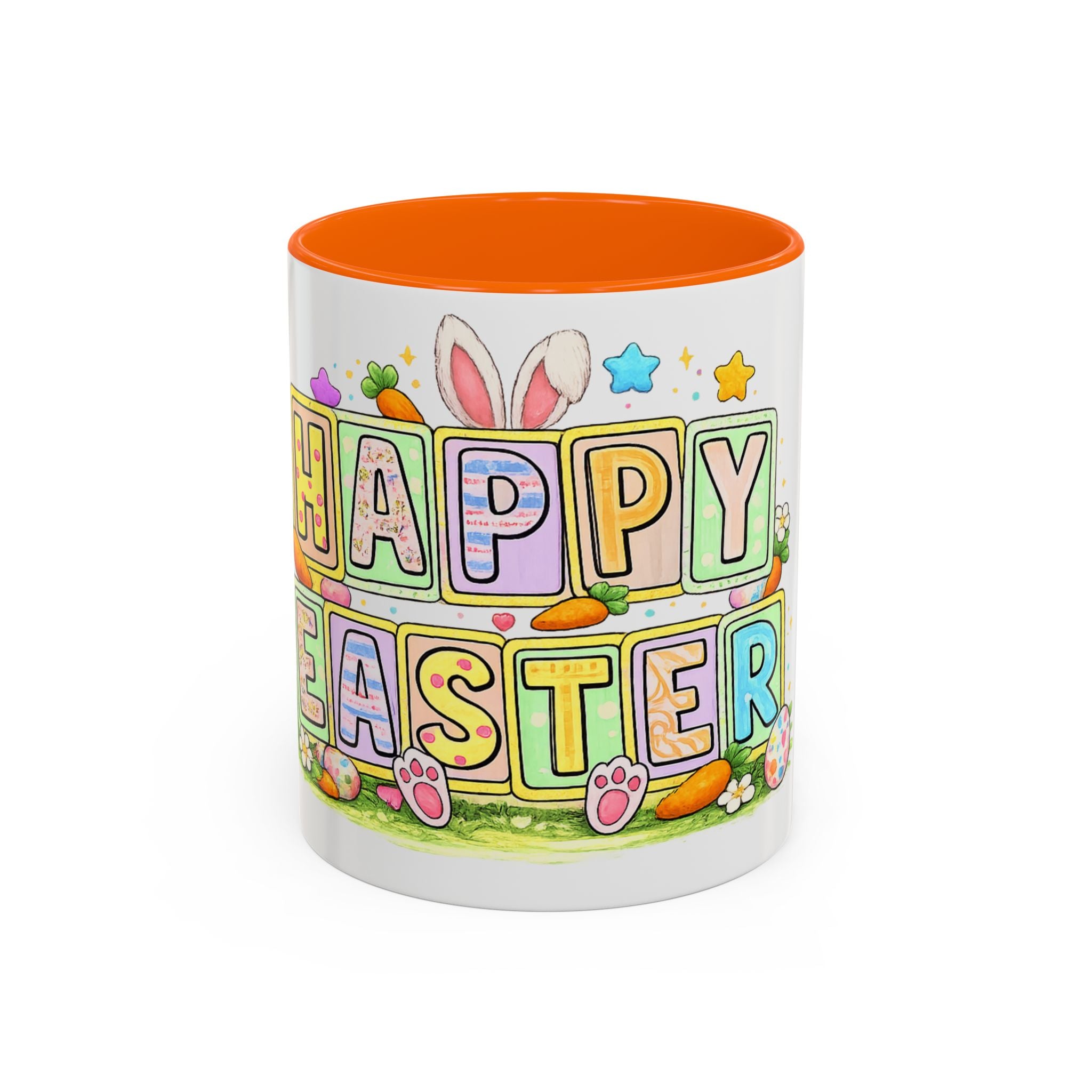 Happy Easter Accent Coffee Mug – Festive Bunny & Egg Holiday Coffee Cup