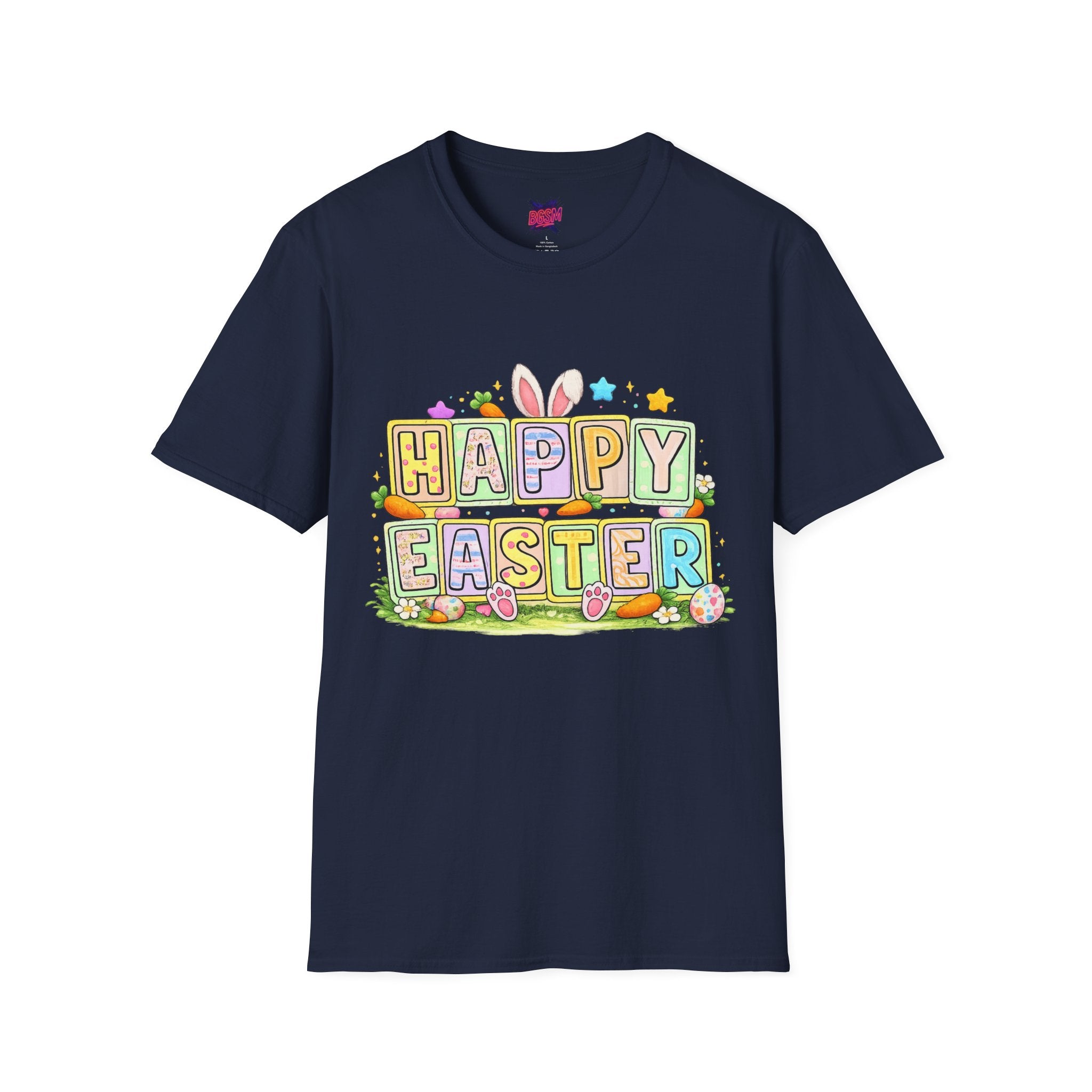 BGSM Happy Easter T-Shirt — Pastel Bunny & Eggs Holiday Tee