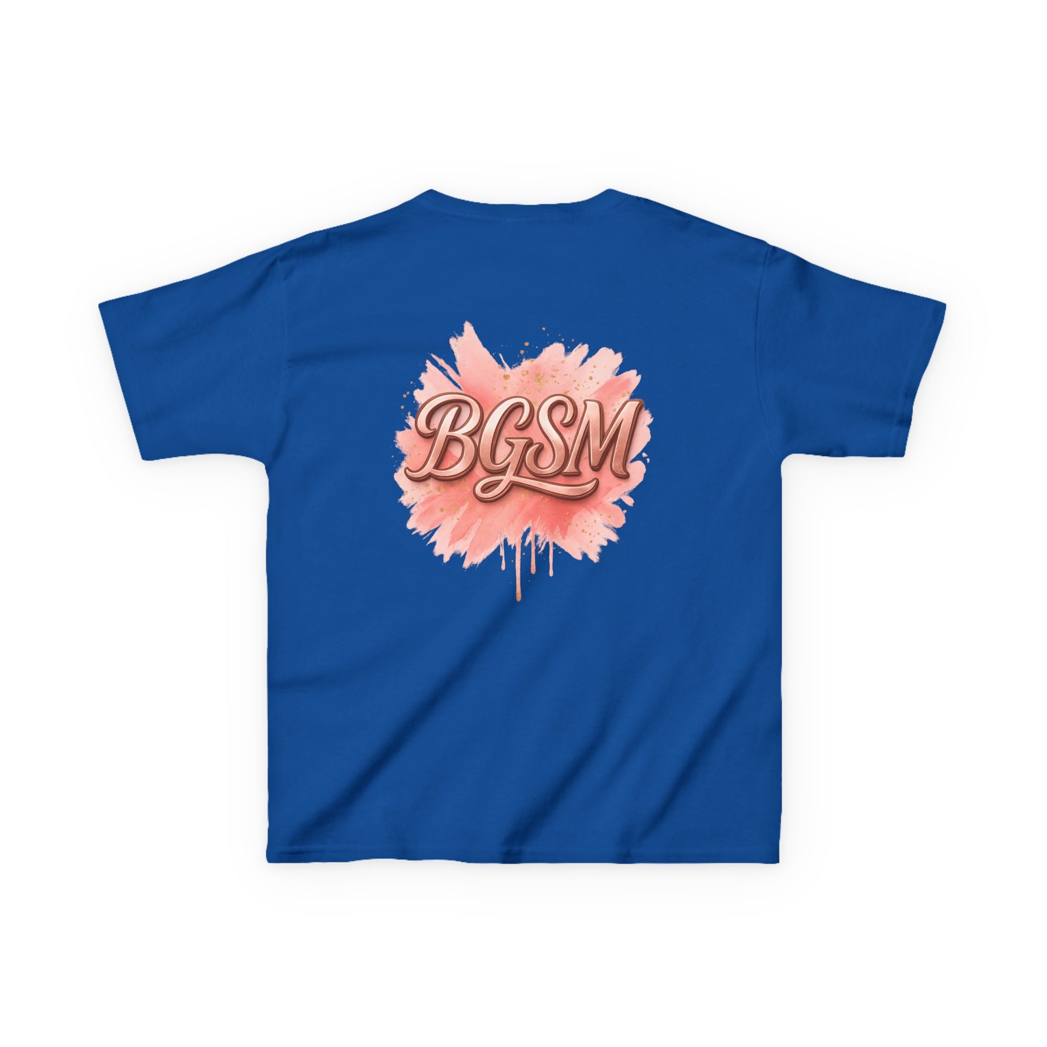 BGSM Kids T-Shirt - "Happy Easter" Colorful Block Letters Tee (Back BGSM Watercolor Accent)