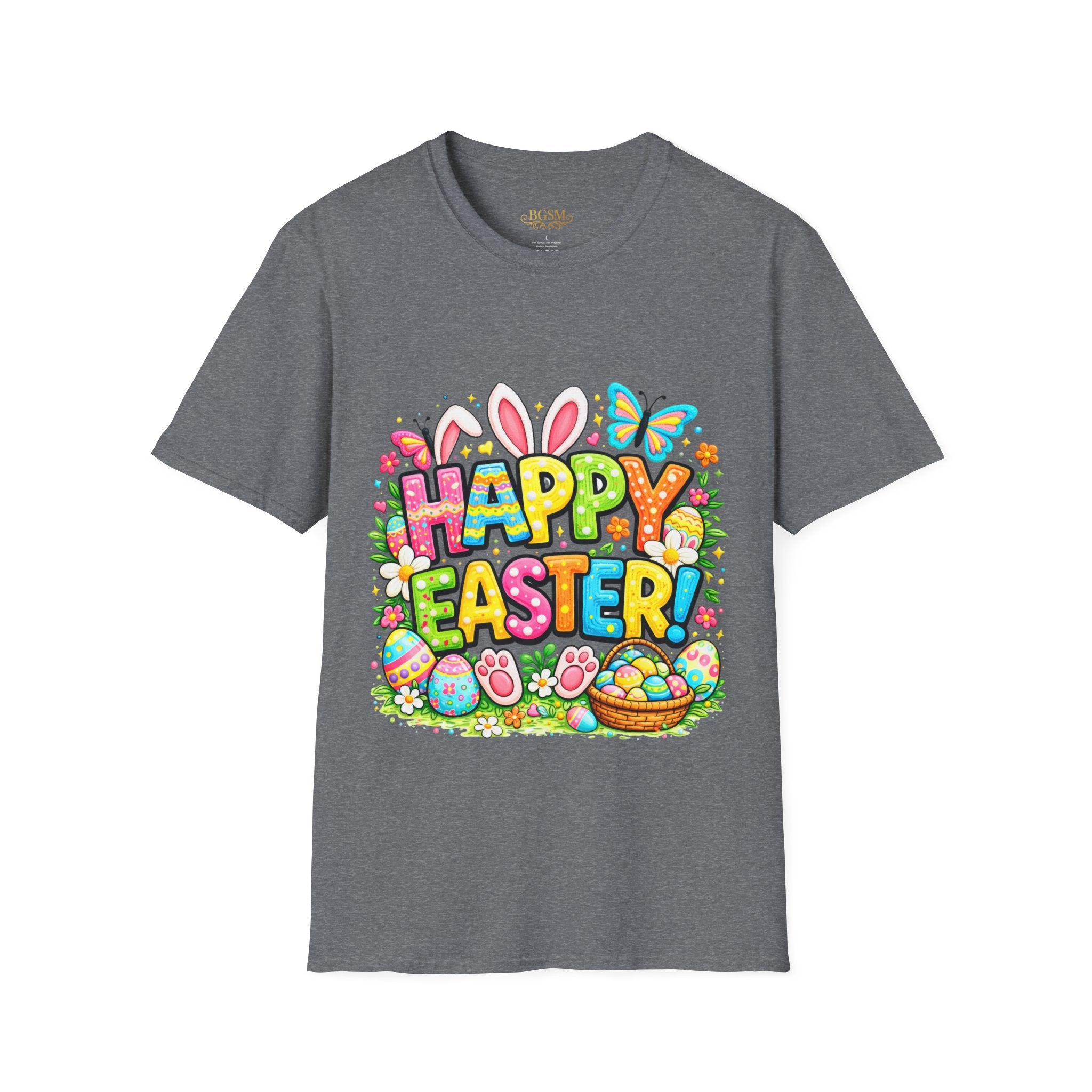 BGSM Easter Bunny Graphic T-Shirt — "Happy Easter" Colorful Holiday Tee