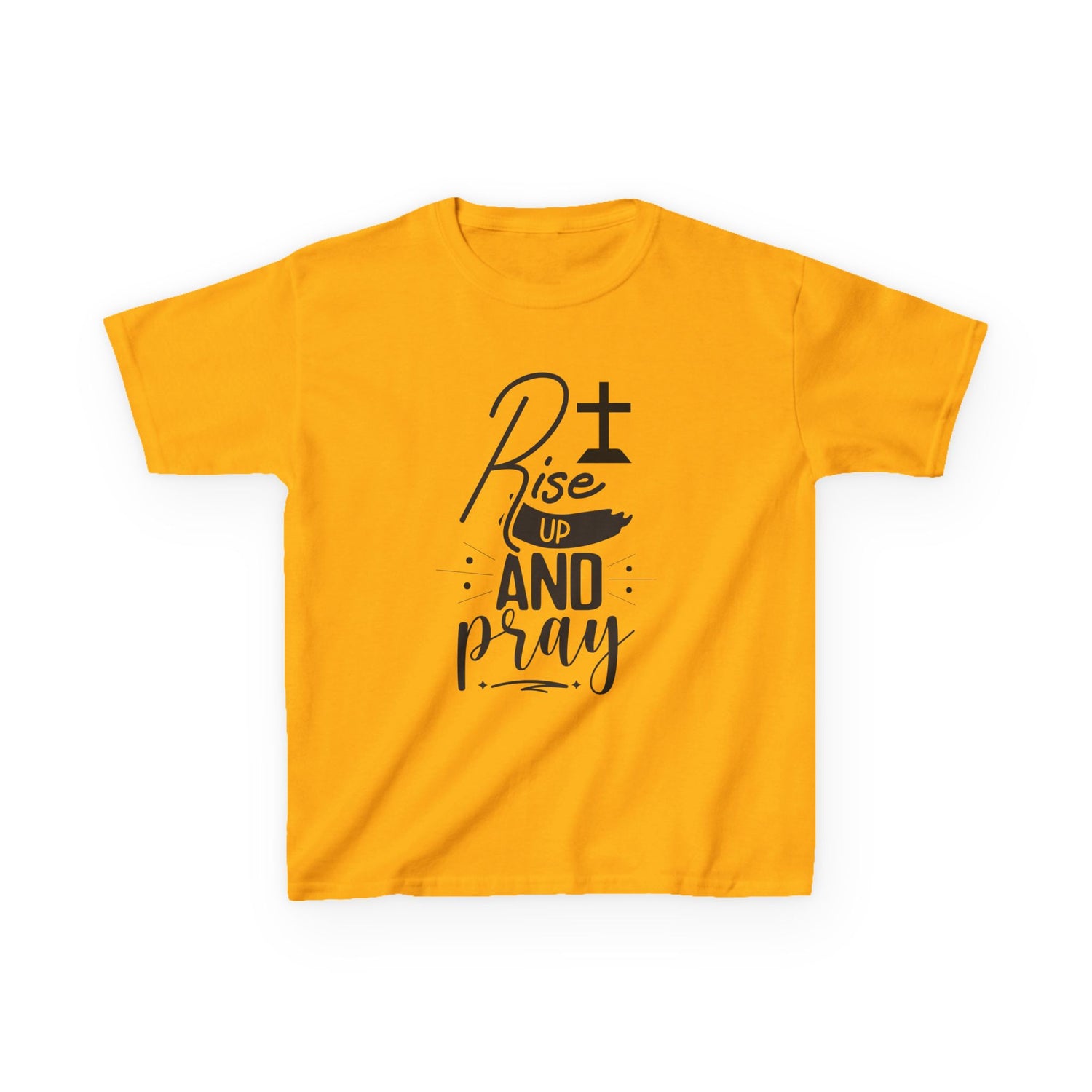 Kids Tee — "Rise Up and Pray" Christian Prayer Shirt with BGSM Back Logo