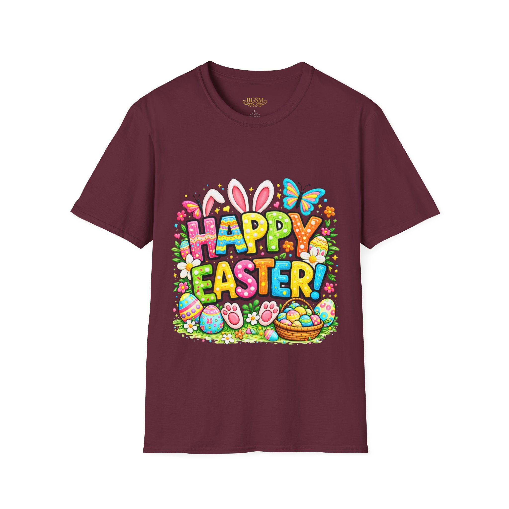 BGSM Easter Bunny Graphic T-Shirt — "Happy Easter" Colorful Holiday Tee