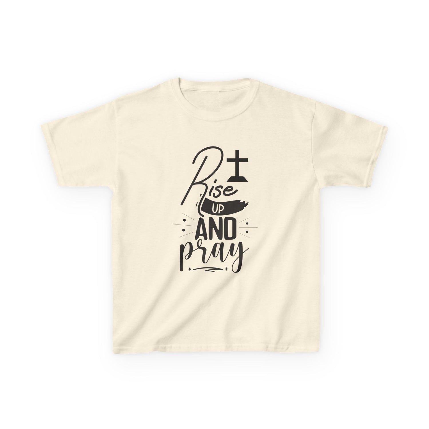 Kids Tee — "Rise Up and Pray" Christian Prayer Shirt with BGSM Back Logo