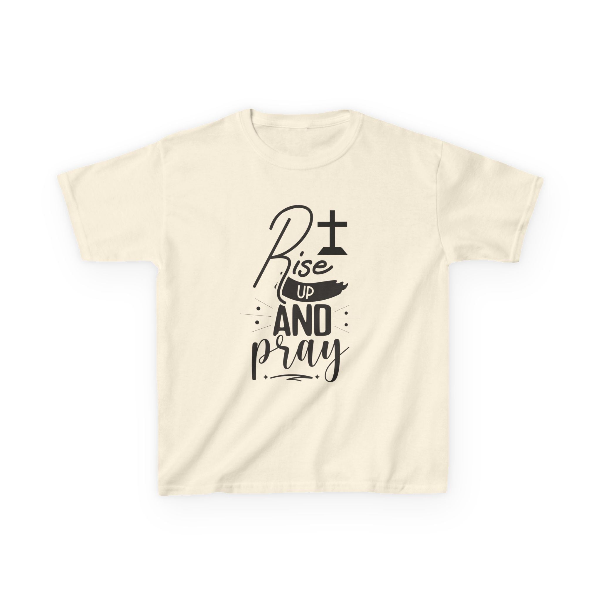 Kids Tee — "Rise Up and Pray" Christian Prayer Shirt with BGSM Back Logo