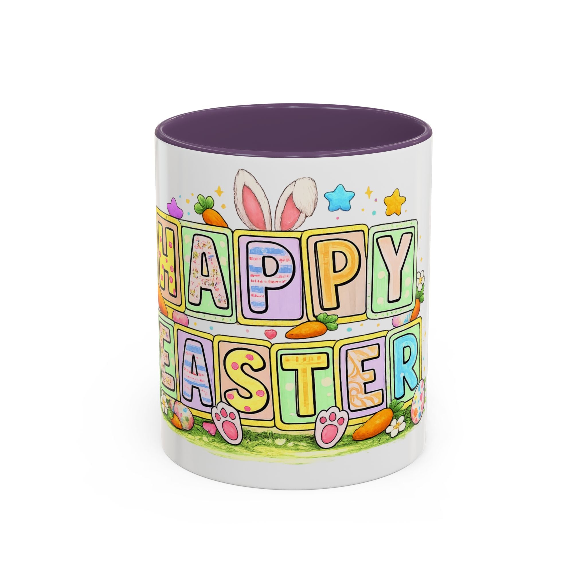 Happy Easter Accent Coffee Mug – Festive Bunny & Egg Holiday Coffee Cup