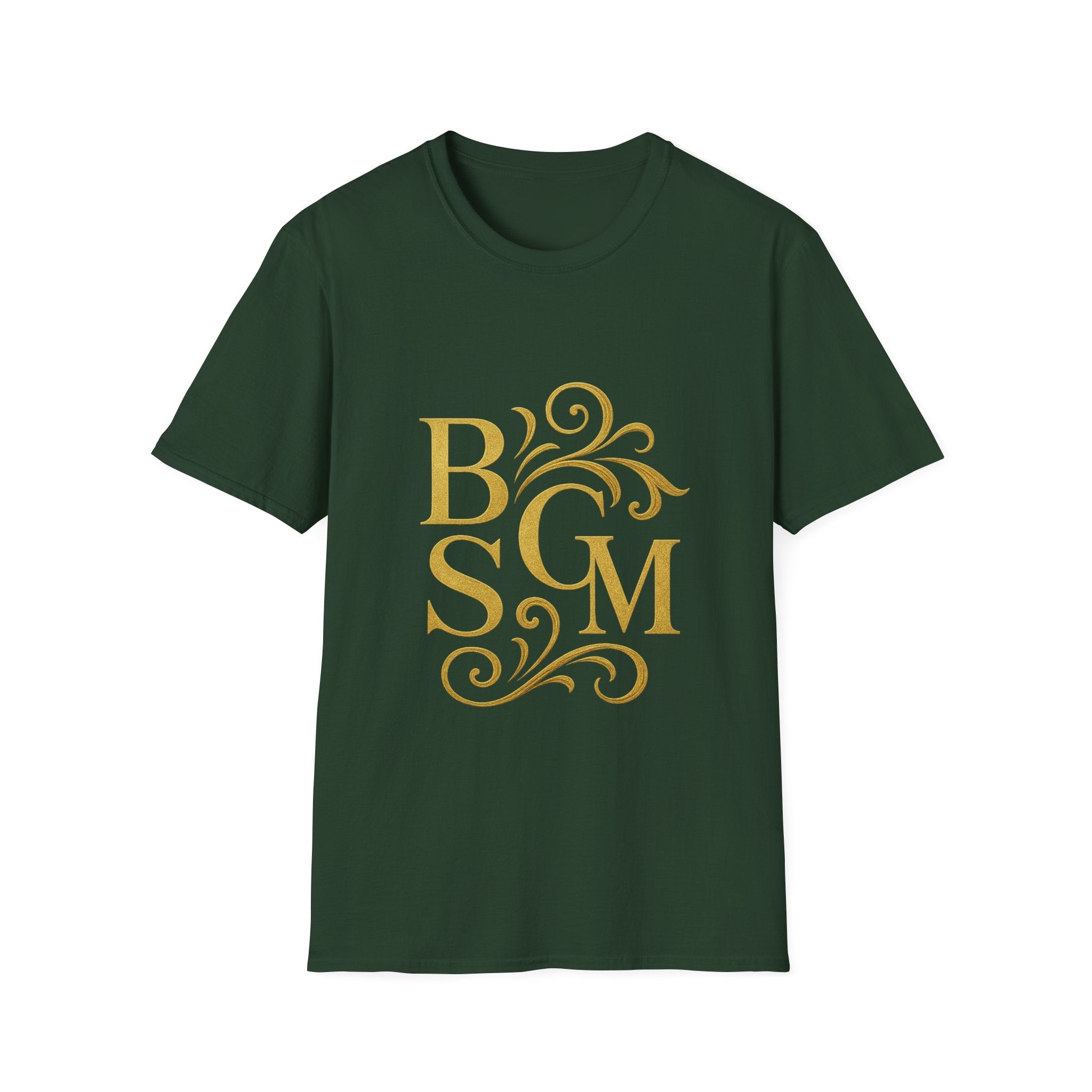 BGSM Monogram T-Shirt — Decorative Gold Front & Blue Circle Back