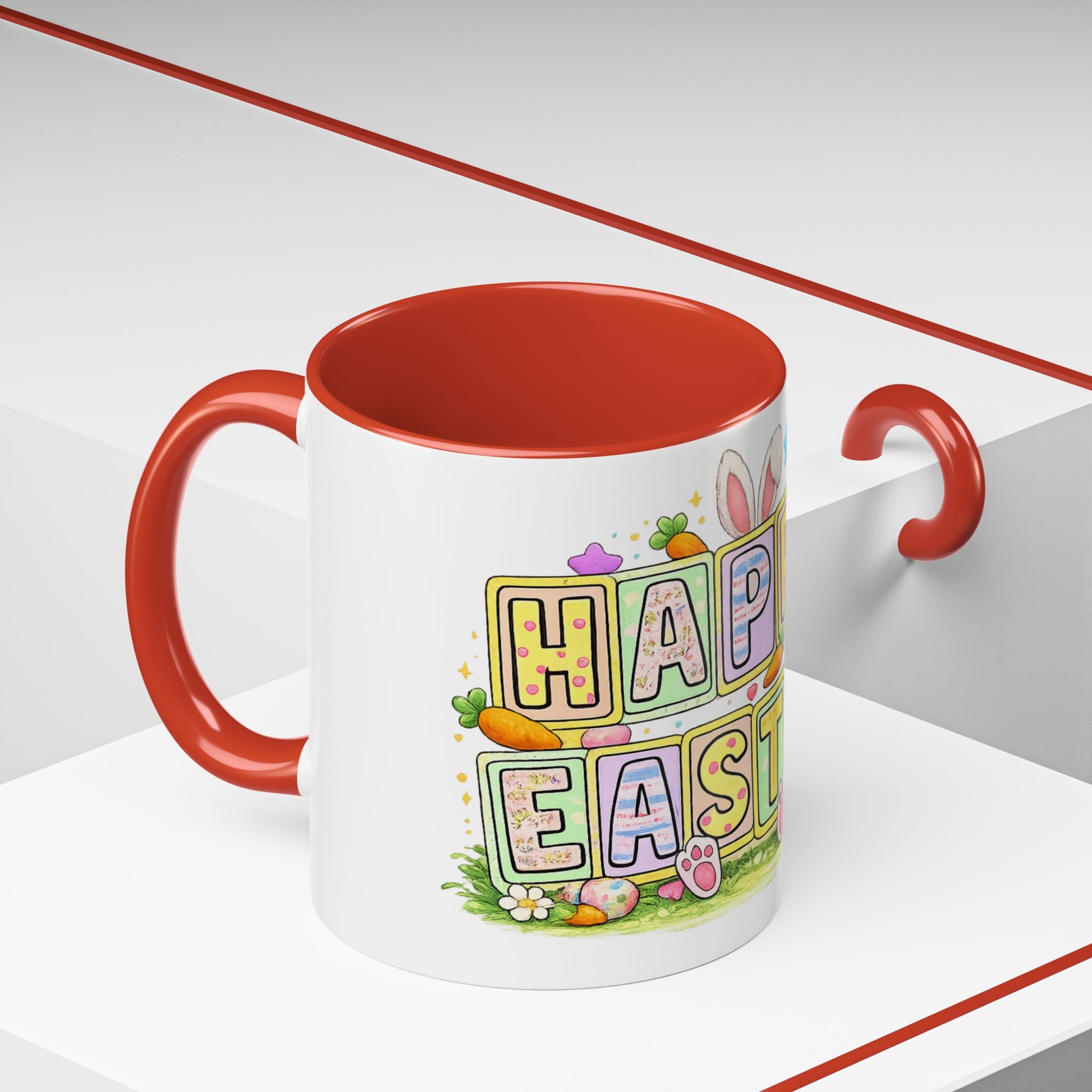 Happy Easter Accent Coffee Mug – Festive Bunny & Egg Holiday Coffee Cup