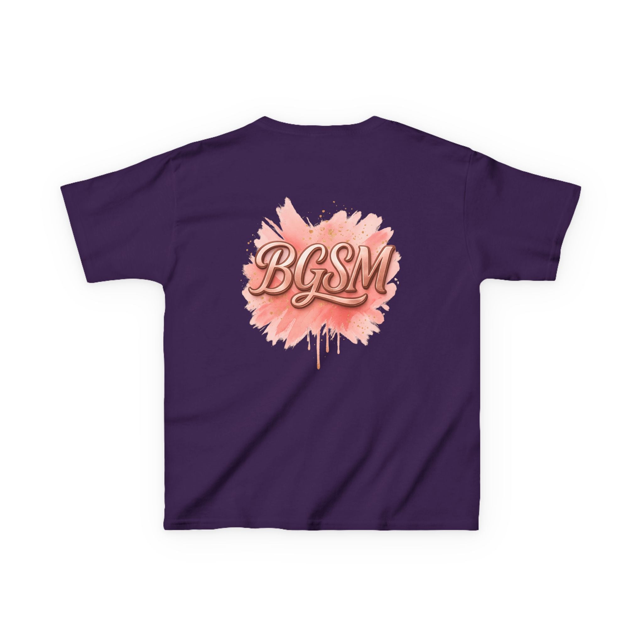 BGSM Kids T-Shirt - "Happy Easter" Colorful Block Letters Tee (Back BGSM Watercolor Accent)