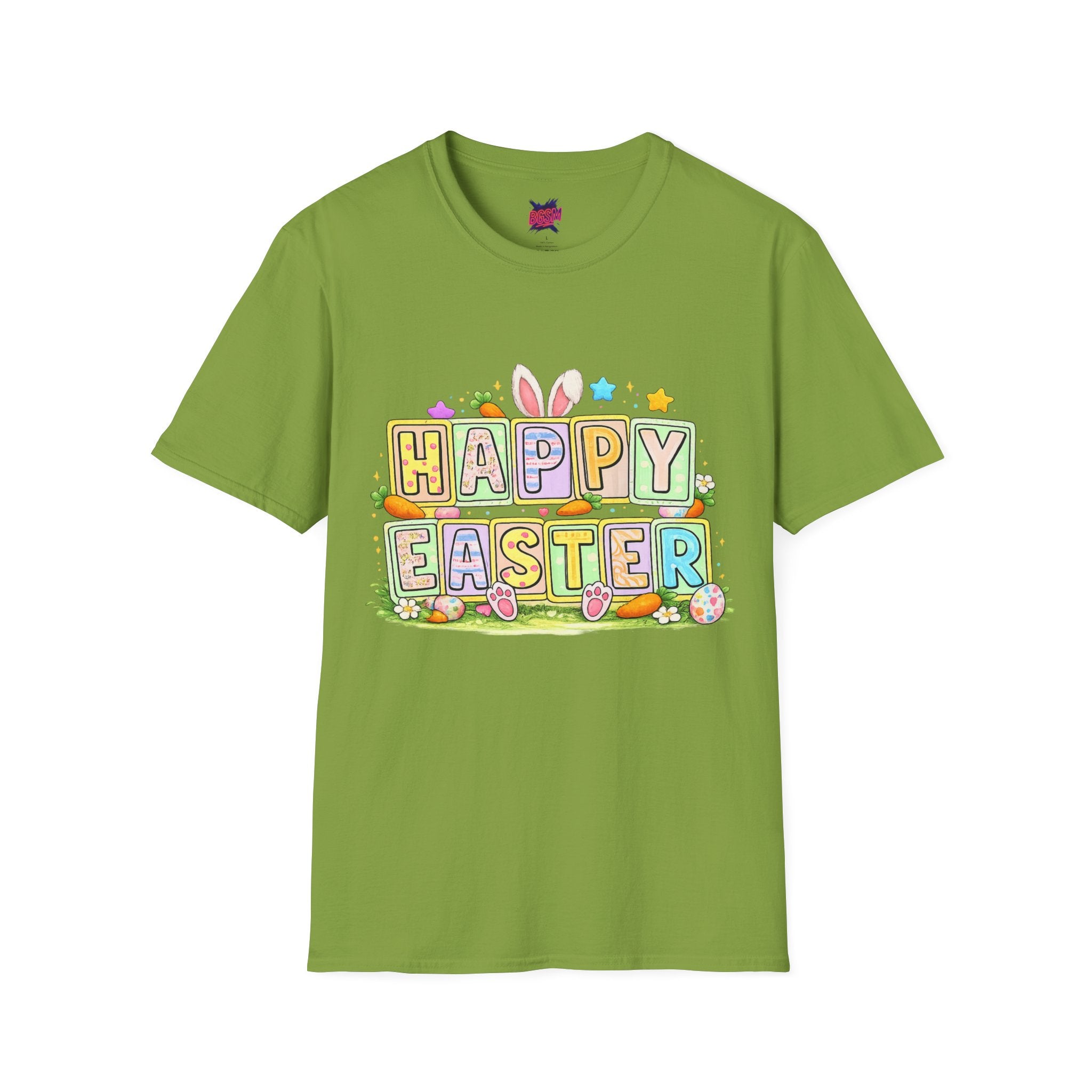 BGSM Happy Easter T-Shirt — Pastel Bunny & Eggs Holiday Tee
