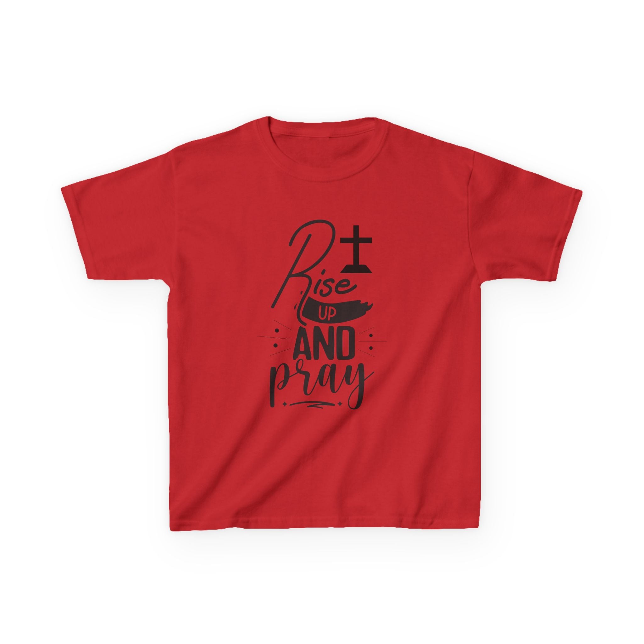 Kids Tee — "Rise Up and Pray" Christian Prayer Shirt with BGSM Back Logo