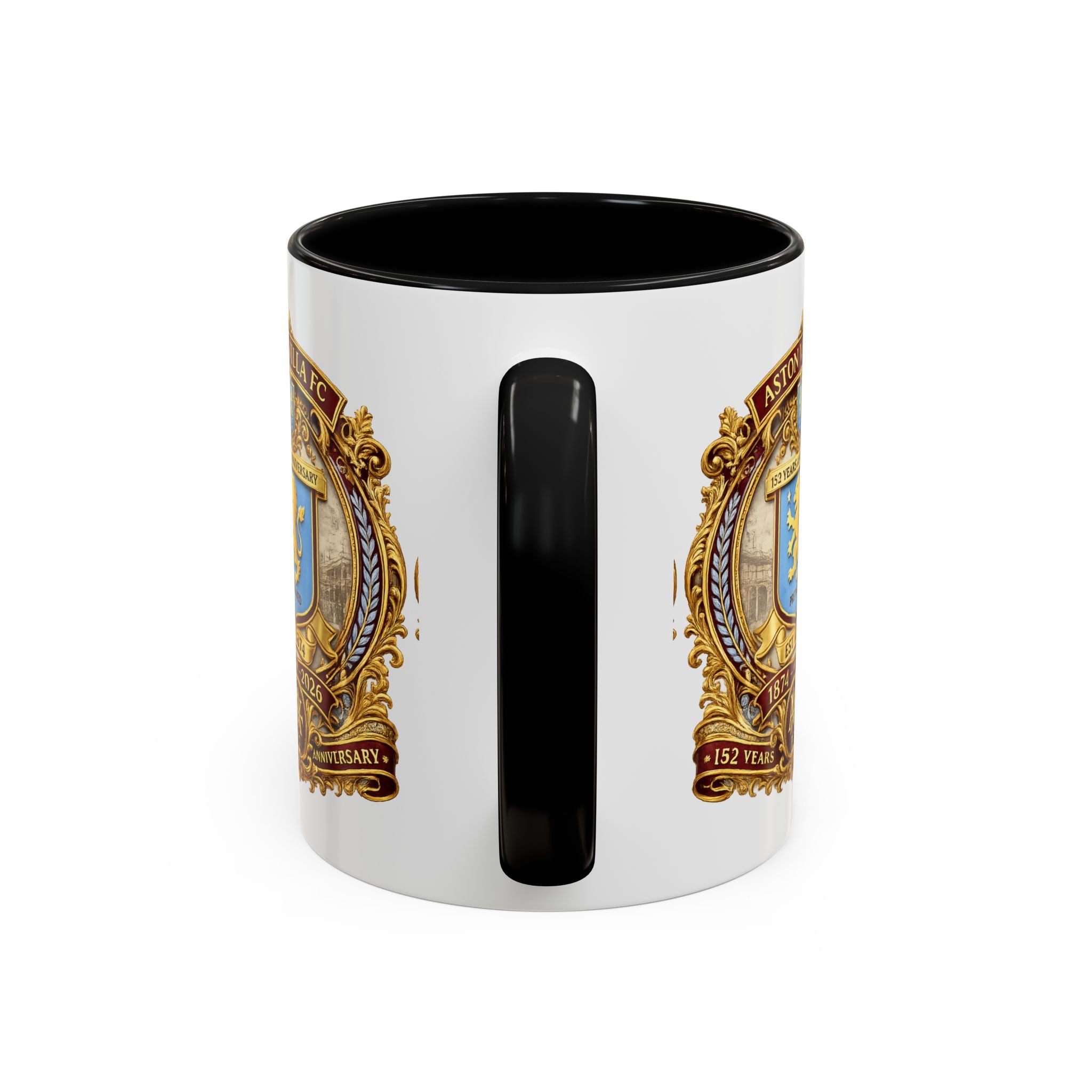 Aston Villa Crest Coffee Mug – 1874–2026 Anniversary Accent Mug (11/15 oz)