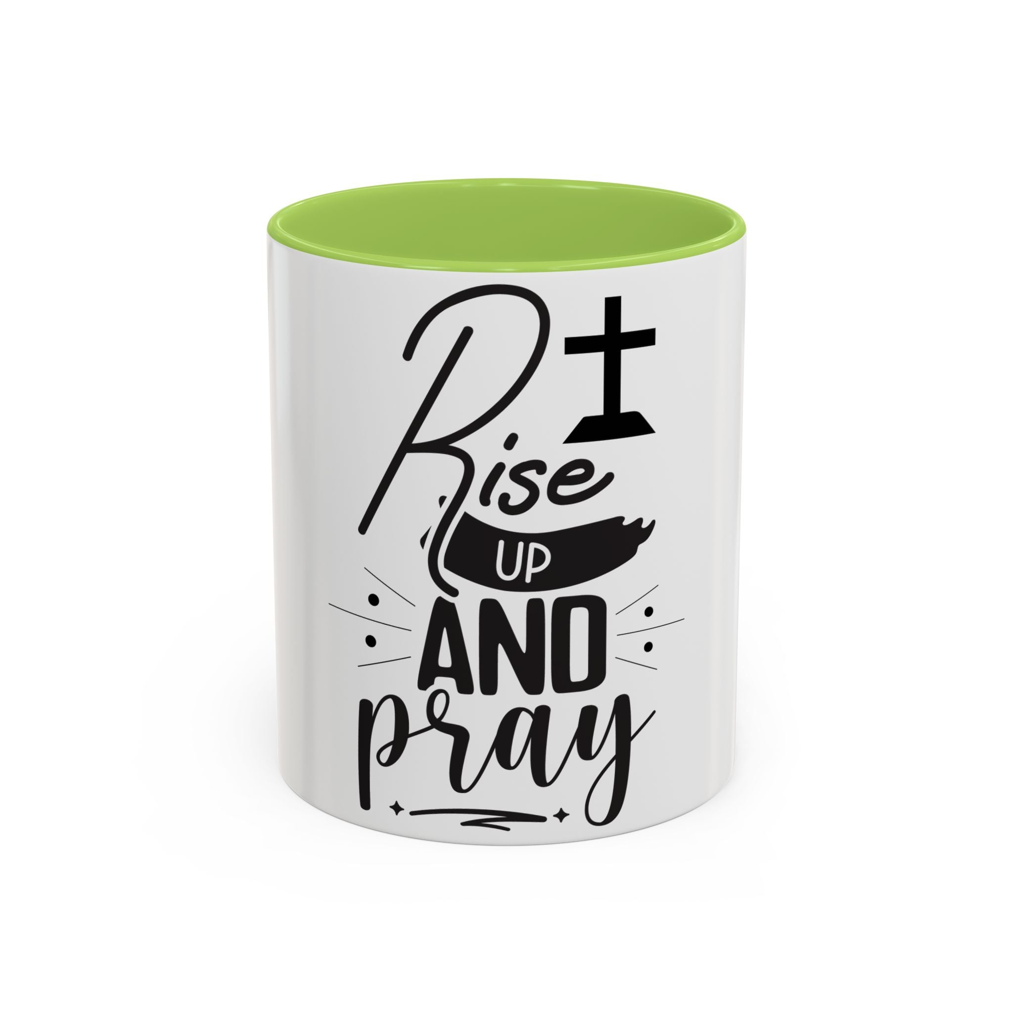 Rise Up and Pray Accent Coffee Mug – Inspirational Christian Coffee Cup
