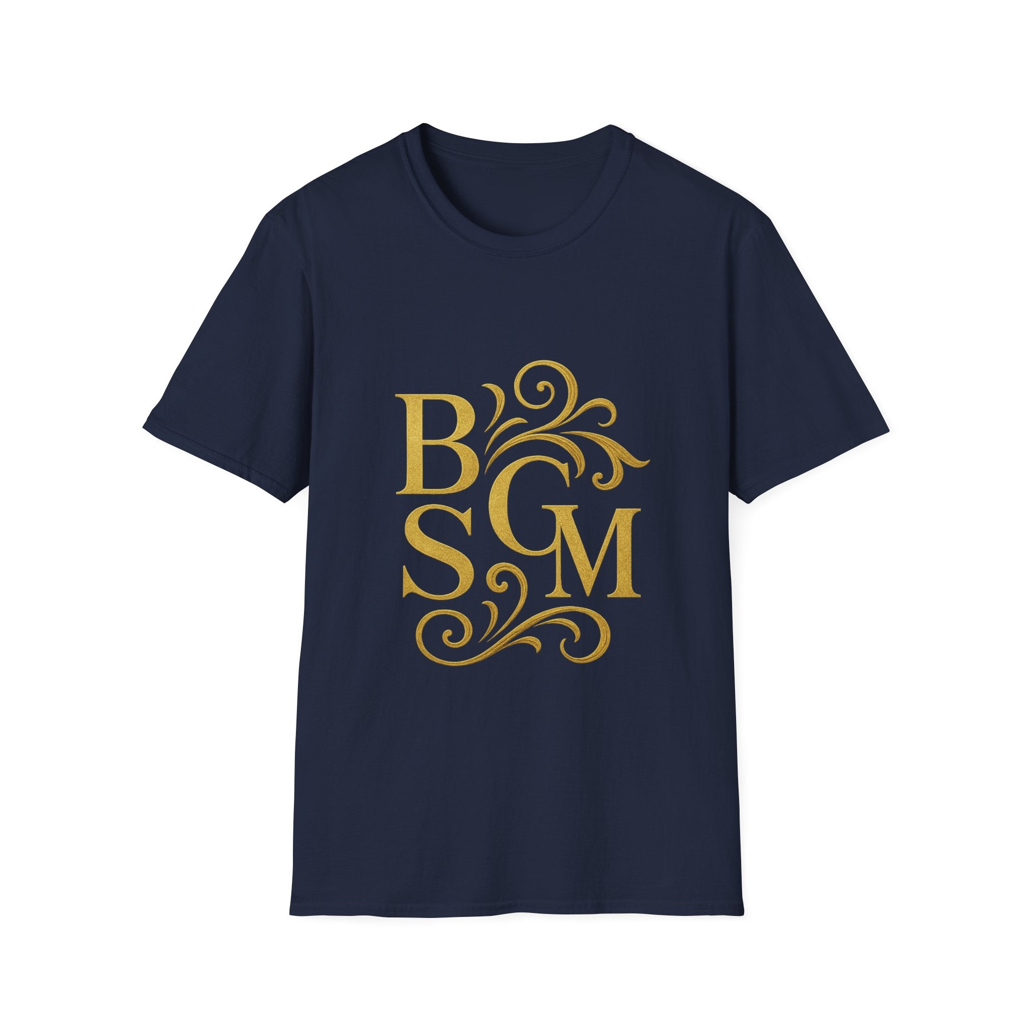 BGSM Monogram T-Shirt — Decorative Gold Front & Blue Circle Back