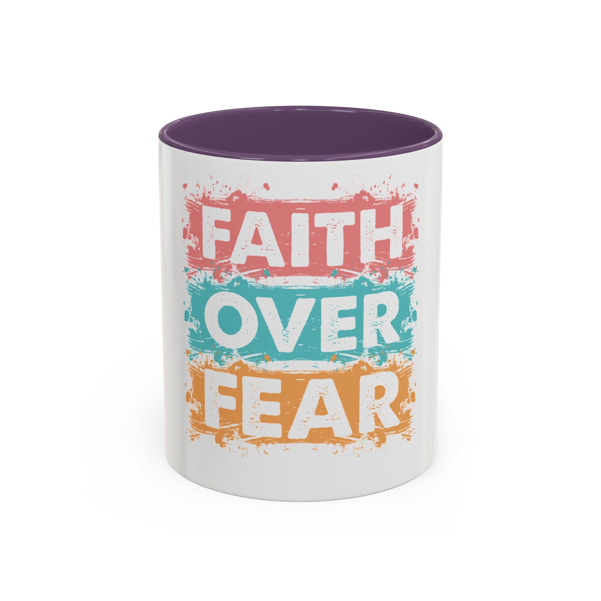 Faith Over Fear Accent Coffee Mug — Inspirational Christian Ceramic Mug (11/15oz)