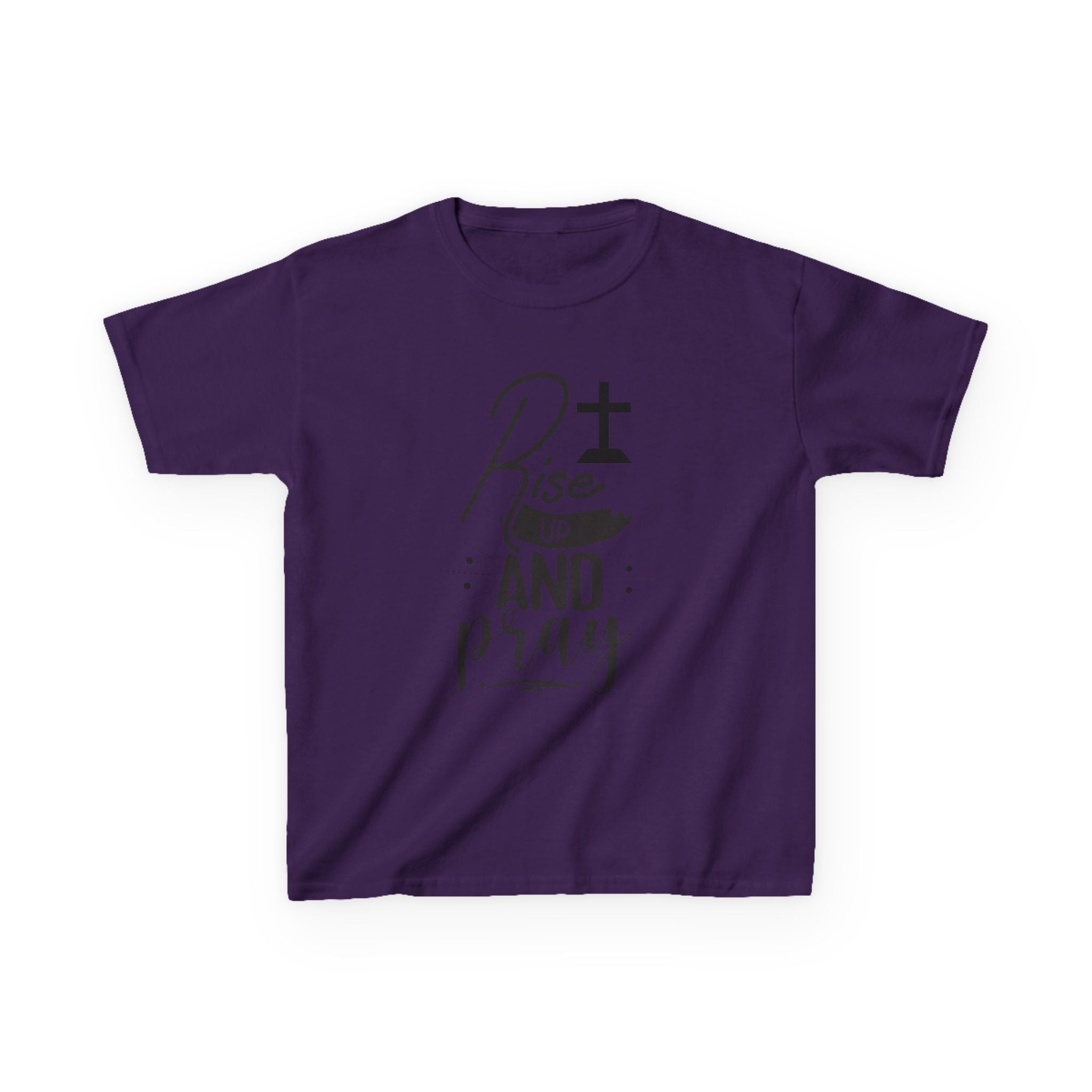 Kids Tee — "Rise Up and Pray" Christian Prayer Shirt with BGSM Back Logo