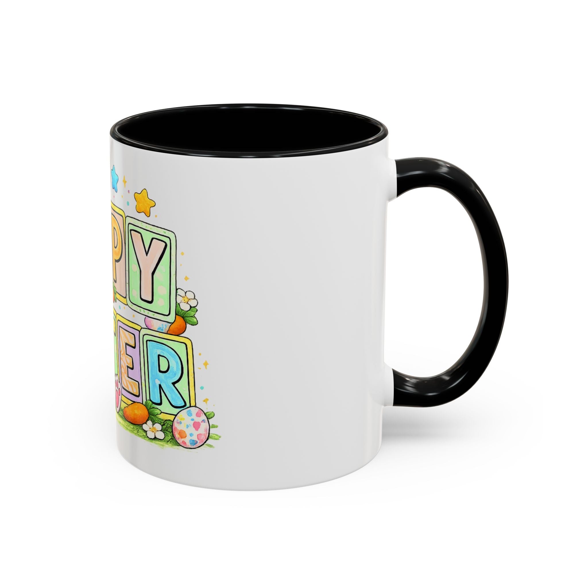 Happy Easter Accent Coffee Mug – Festive Bunny & Egg Holiday Coffee Cup