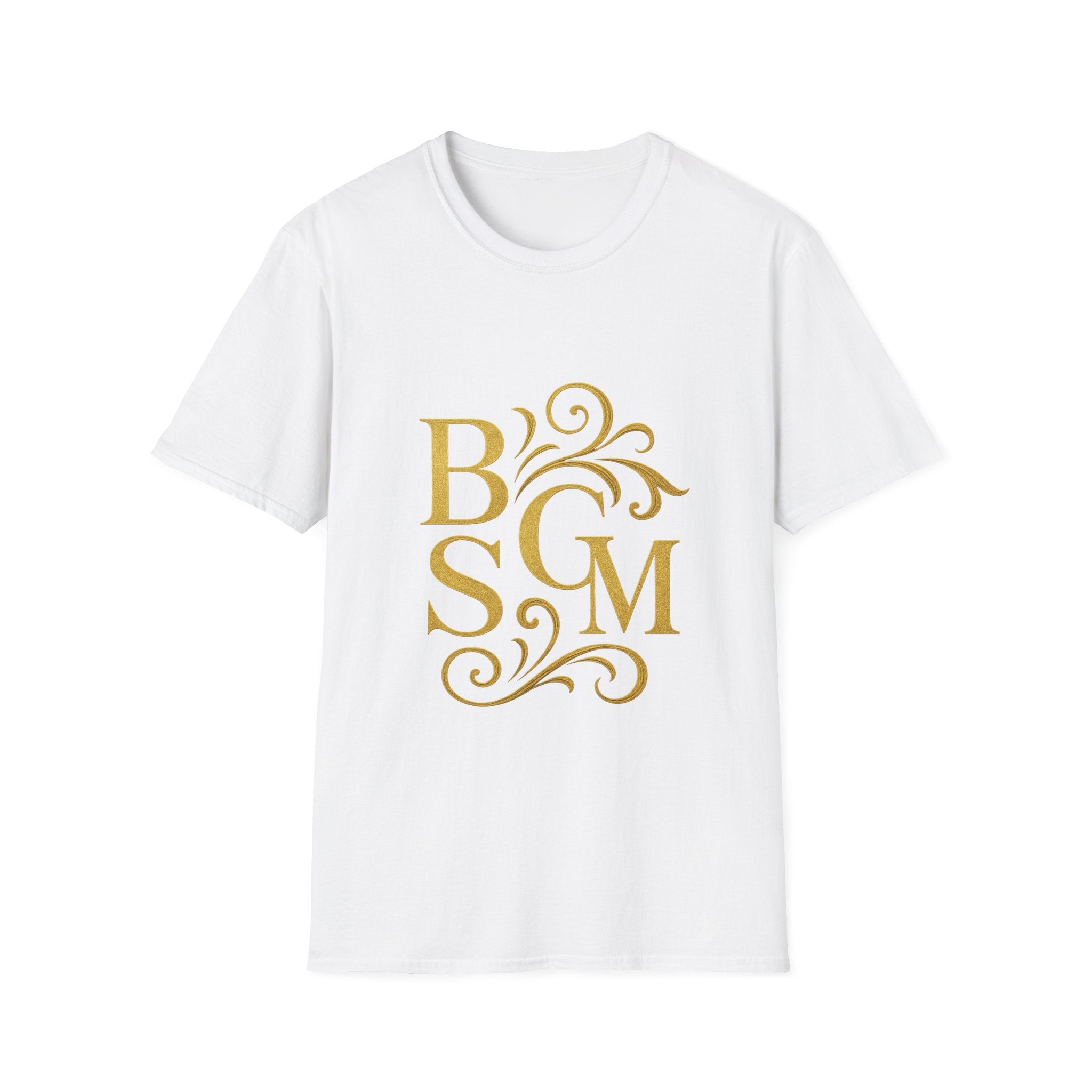 BGSM Monogram T-Shirt — Decorative Gold Front & Blue Circle Back