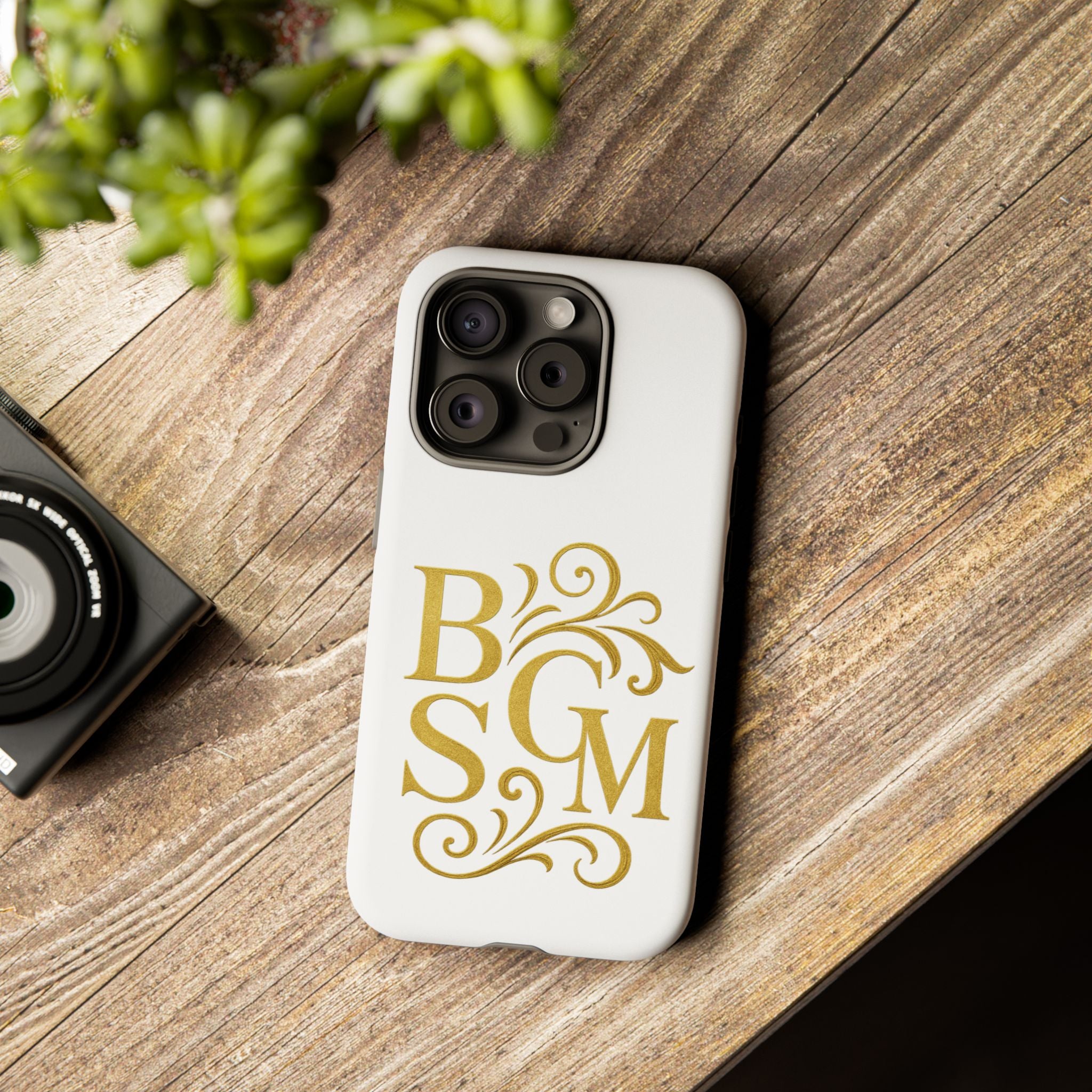 Monogram Tough Case – Elegant Gold B S G M Flourish Phone Case