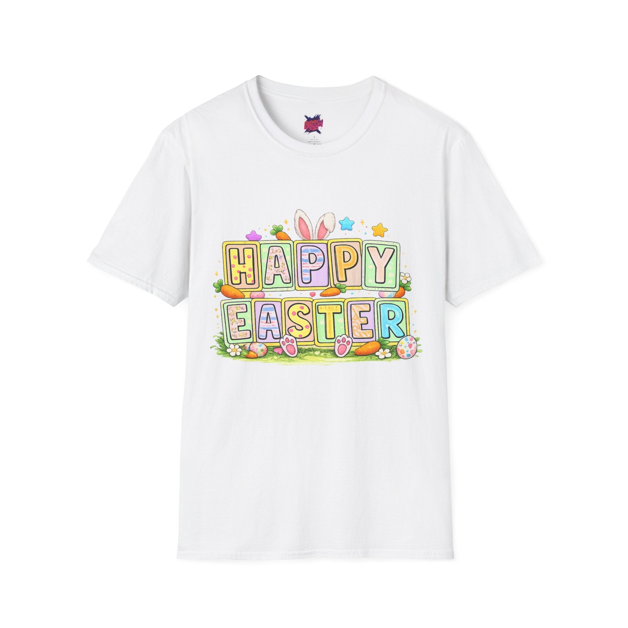 BGSM Happy Easter T-Shirt — Pastel Bunny & Eggs Holiday Tee