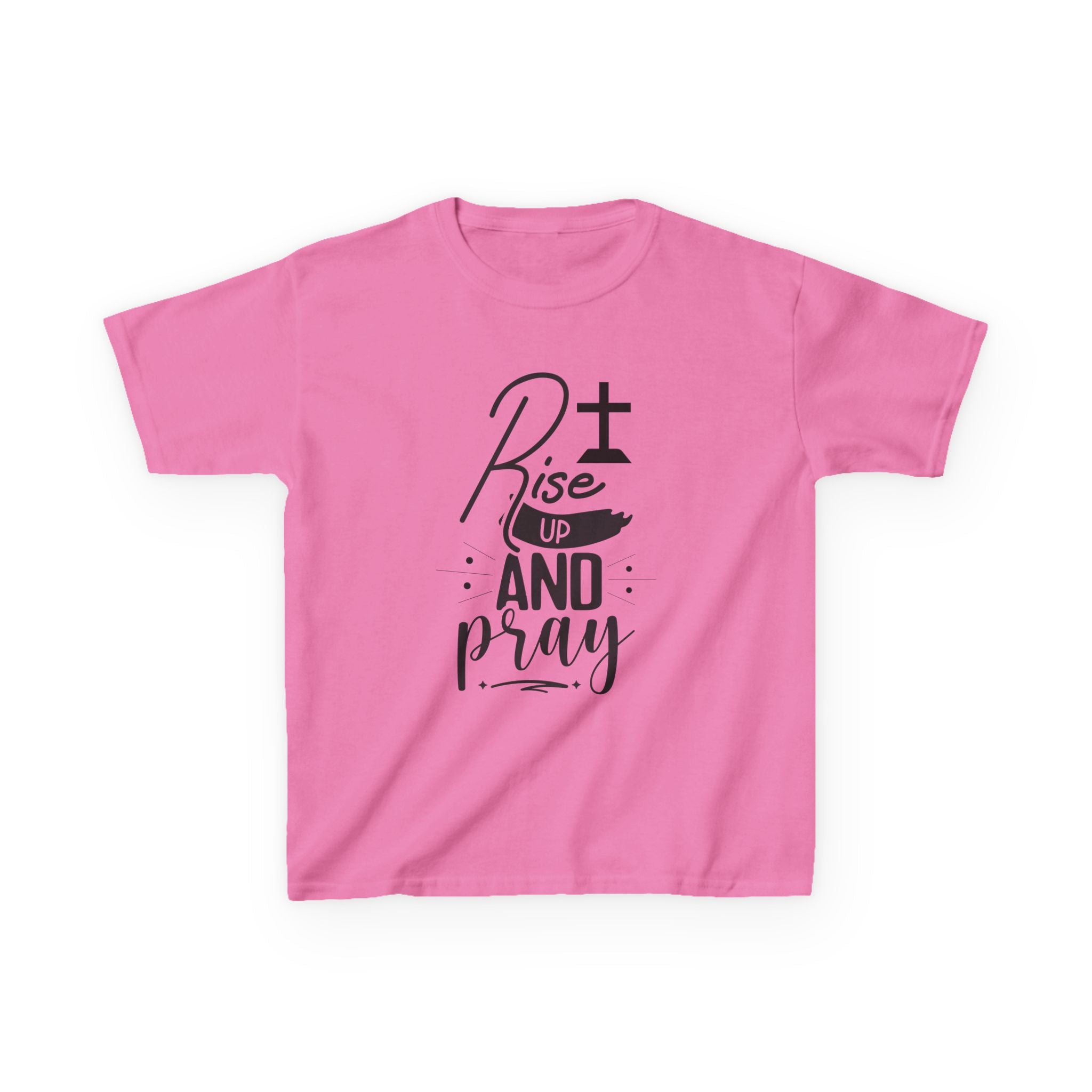Kids Tee — "Rise Up and Pray" Christian Prayer Shirt with BGSM Back Logo
