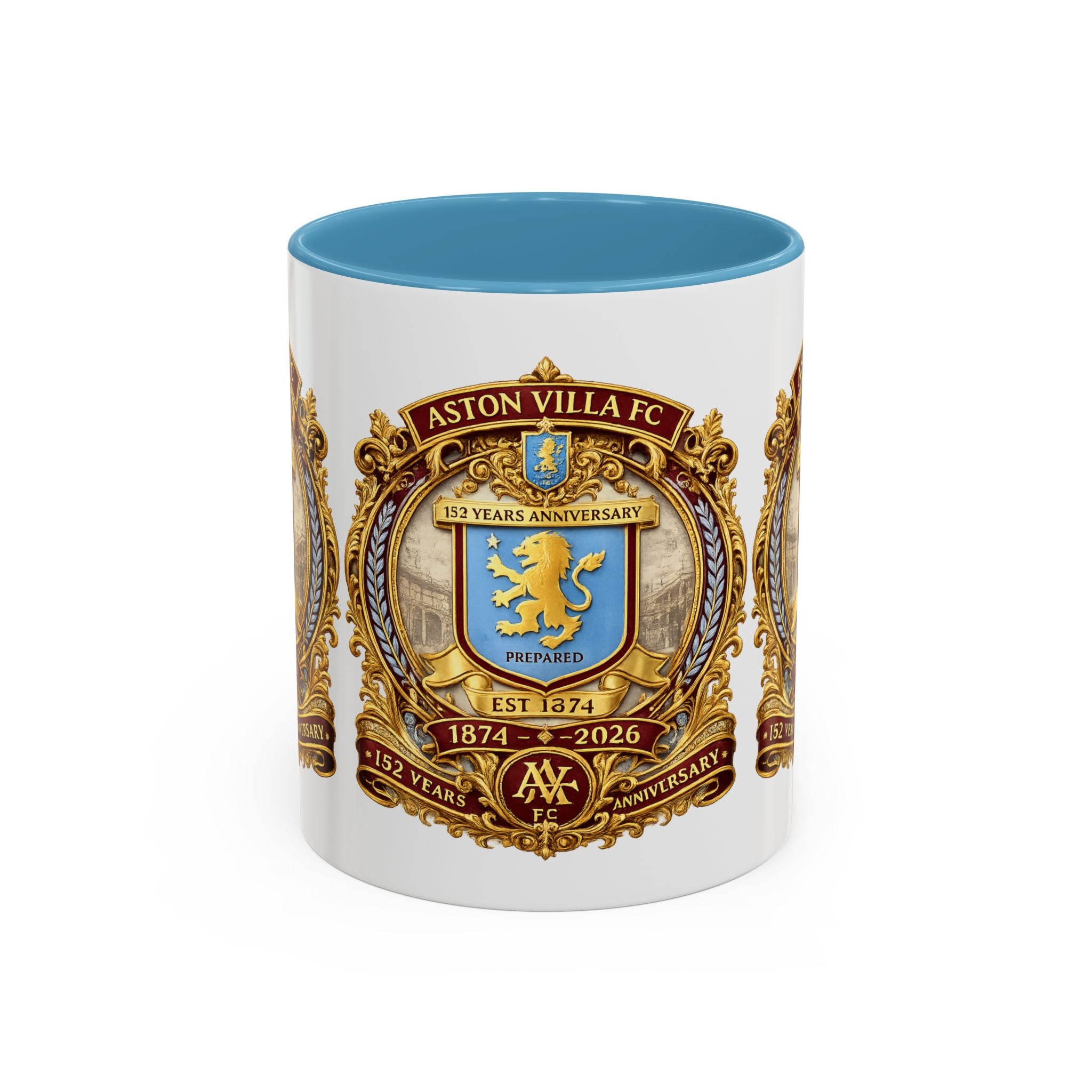 Aston Villa Crest Coffee Mug – 1874–2026 Anniversary Accent Mug (11/15 oz)